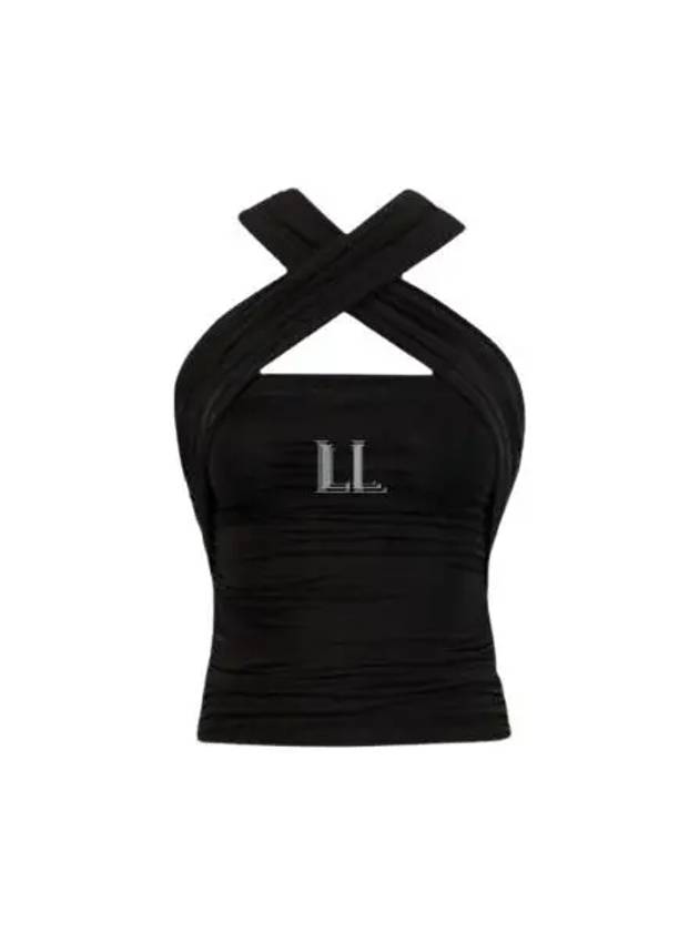 Luxury Saint Laurent Trending 2026 Wrinkle Jersey Sleeveless Black