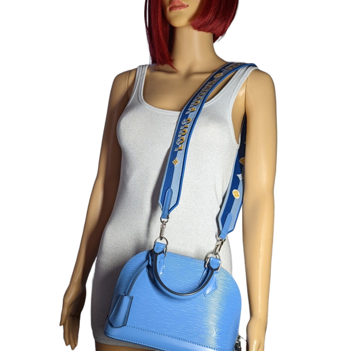 Louis Vuitton EPI Alma BB Satchel w/ Jacquard Strap Handbag