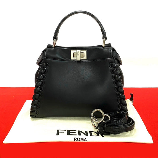 FENDI Shoulder Bag leather black Peekaboo Iconic Mini Women
