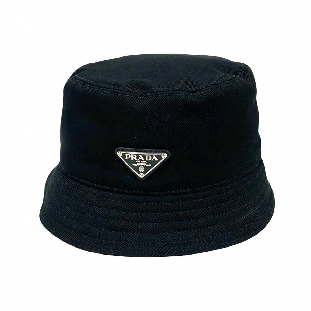 PRADA hat cotton black Triangular logo Re-Nylon mens M