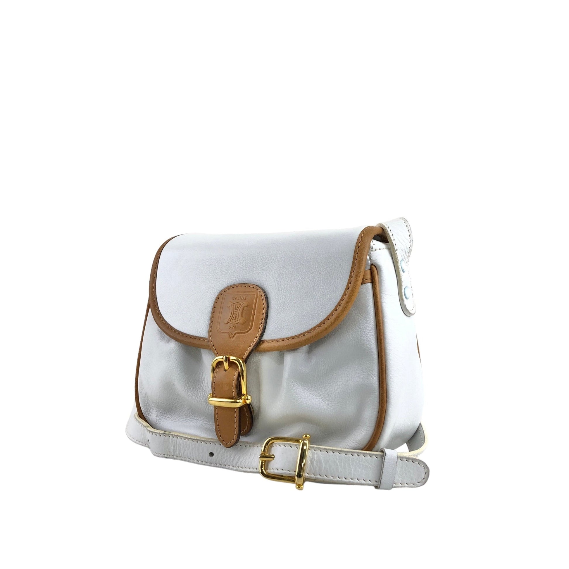 CELINE Front Buckle Shoulder bag White