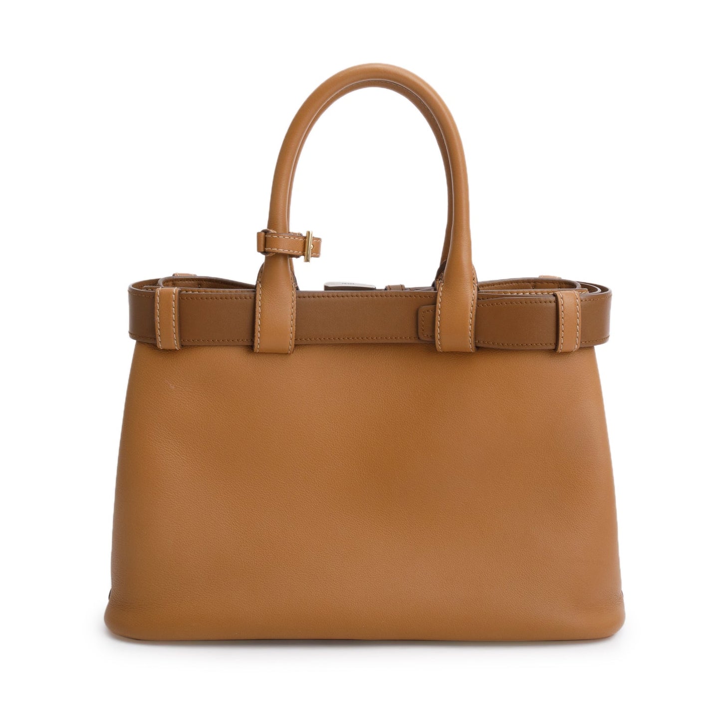 Prada Brown Nappa Leather Small Buckle Handbag