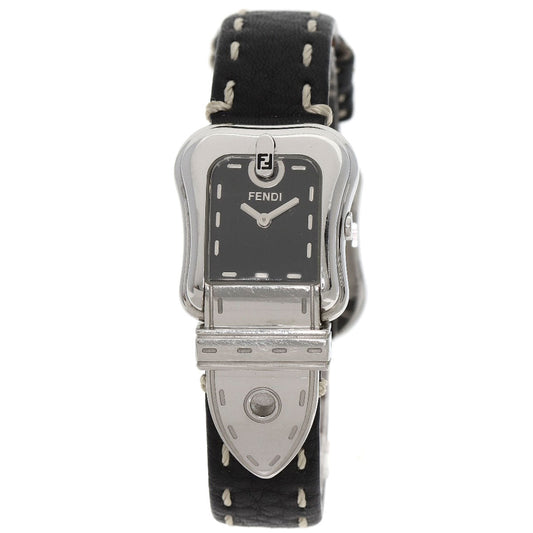 FENDI Watches Quartz 3800L Stainless Steel, Leather Silver Beefendi black dial Women