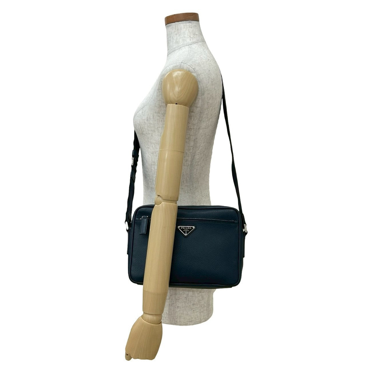 PRADA Shoulder Bag leather Navy