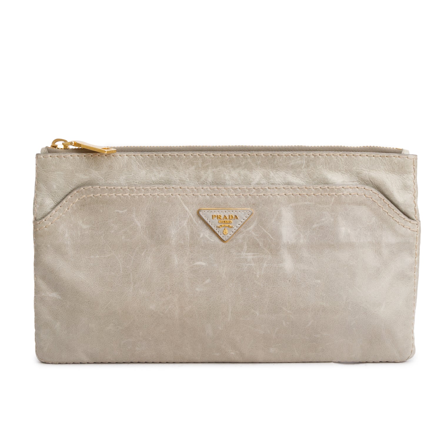 Prada Green Vitello Shine Pochette Clutch