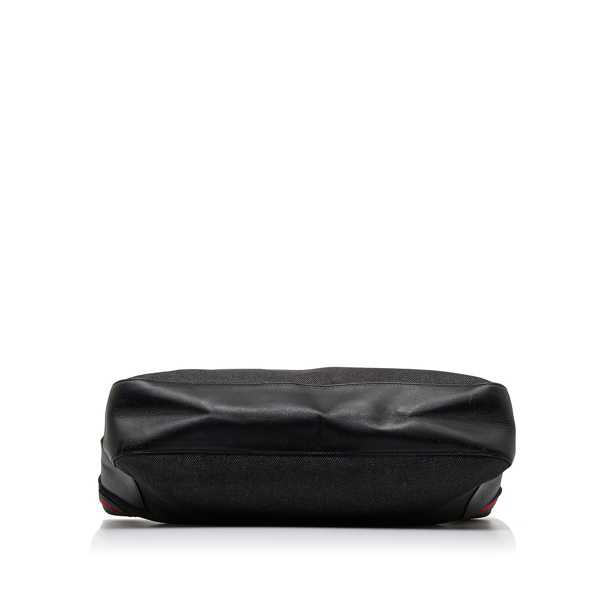 Gucci Web Black Leather Canvas Tote Style 2