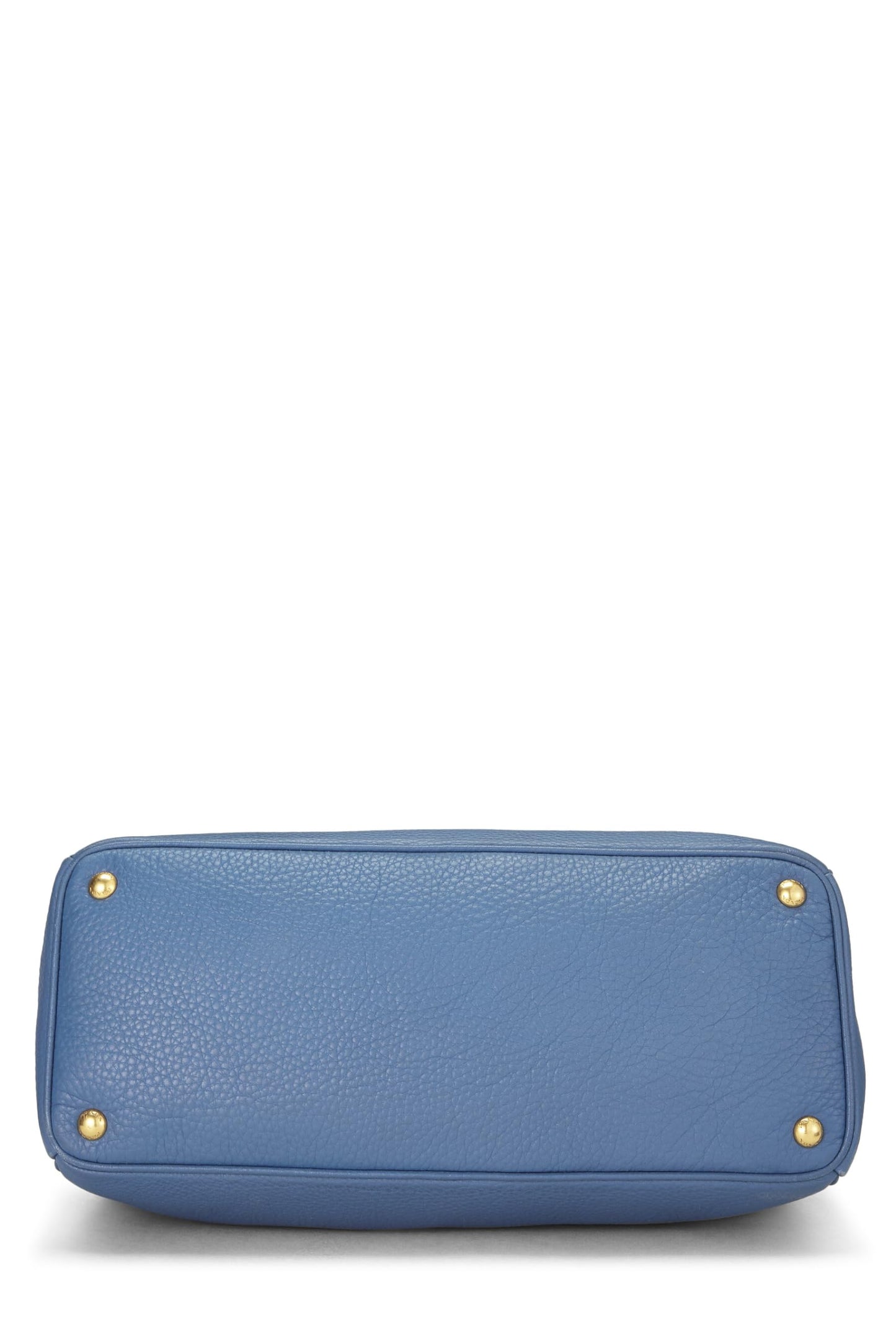 Prada, Blue Vitello Daino Convertible Open Tote, Blue