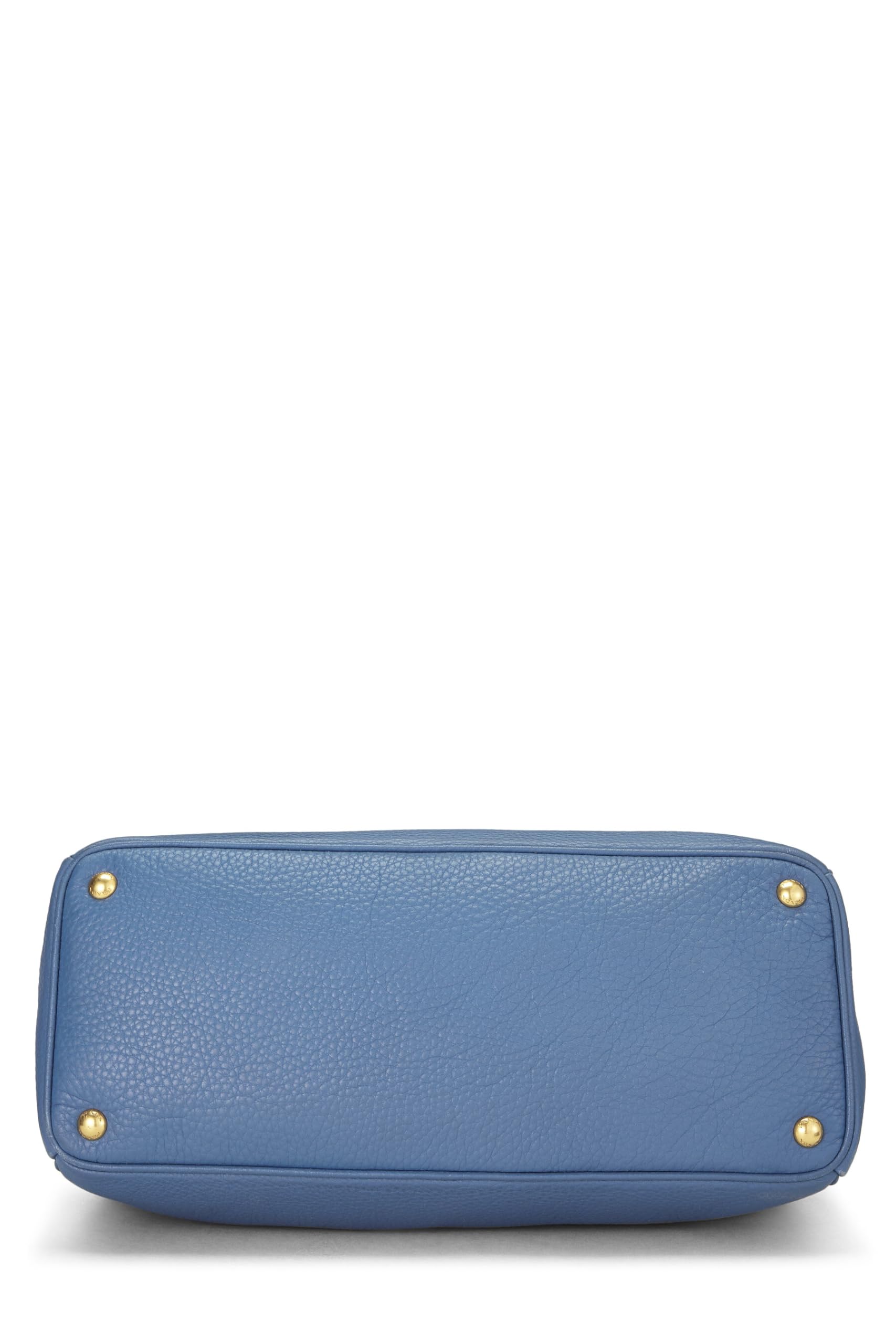 Prada, Blue Vitello Daino Convertible Open Tote, Blue