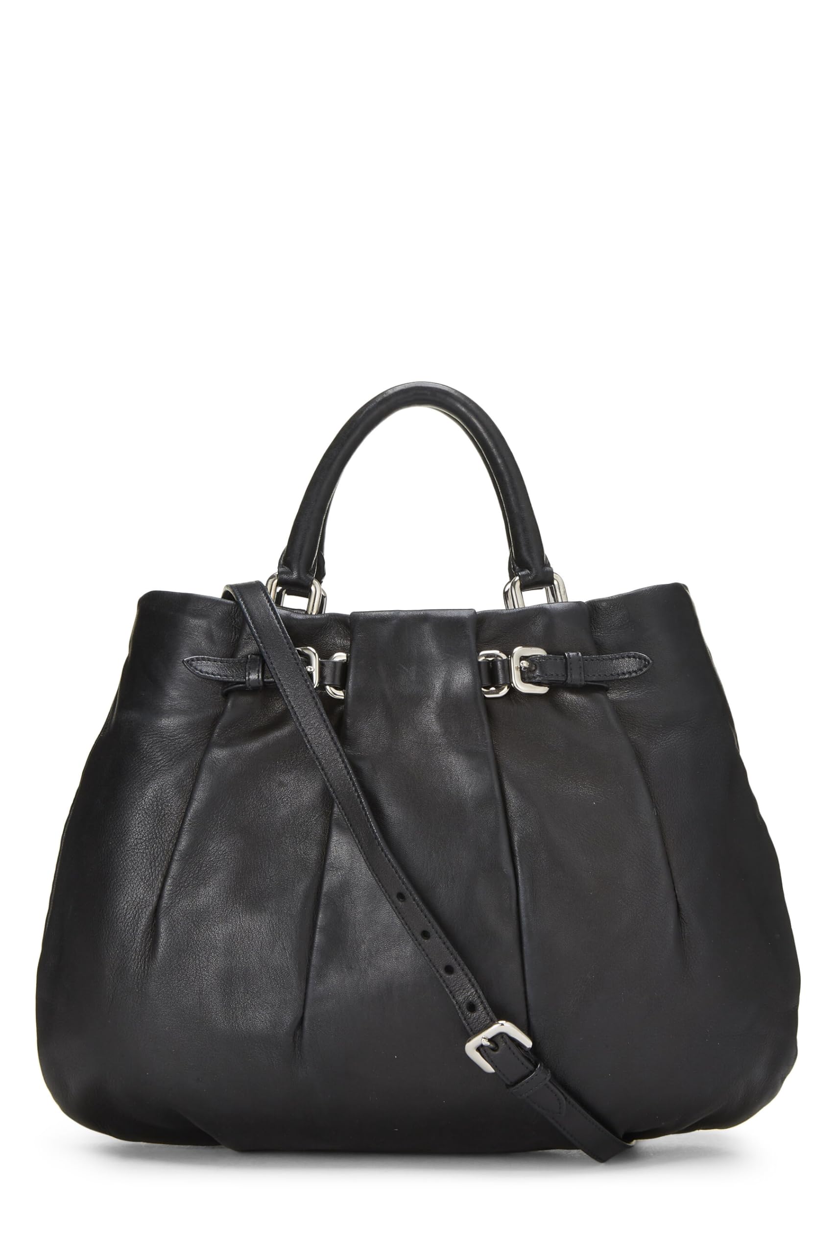 Prada, Black Calfskin Convertible Handbag, Black