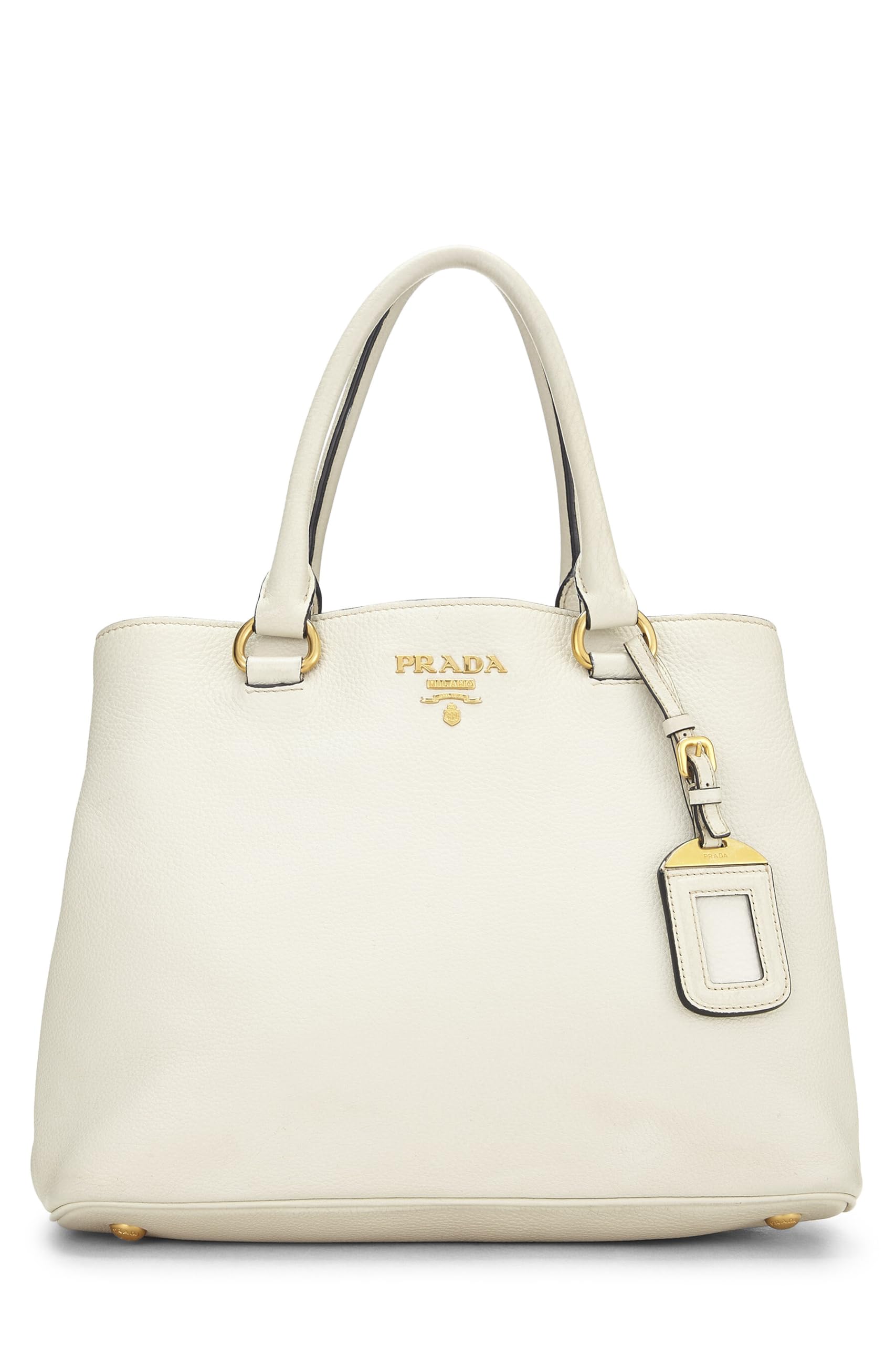 Prada, White Vitello Daino Phenix Convertible Top Handle Small, White