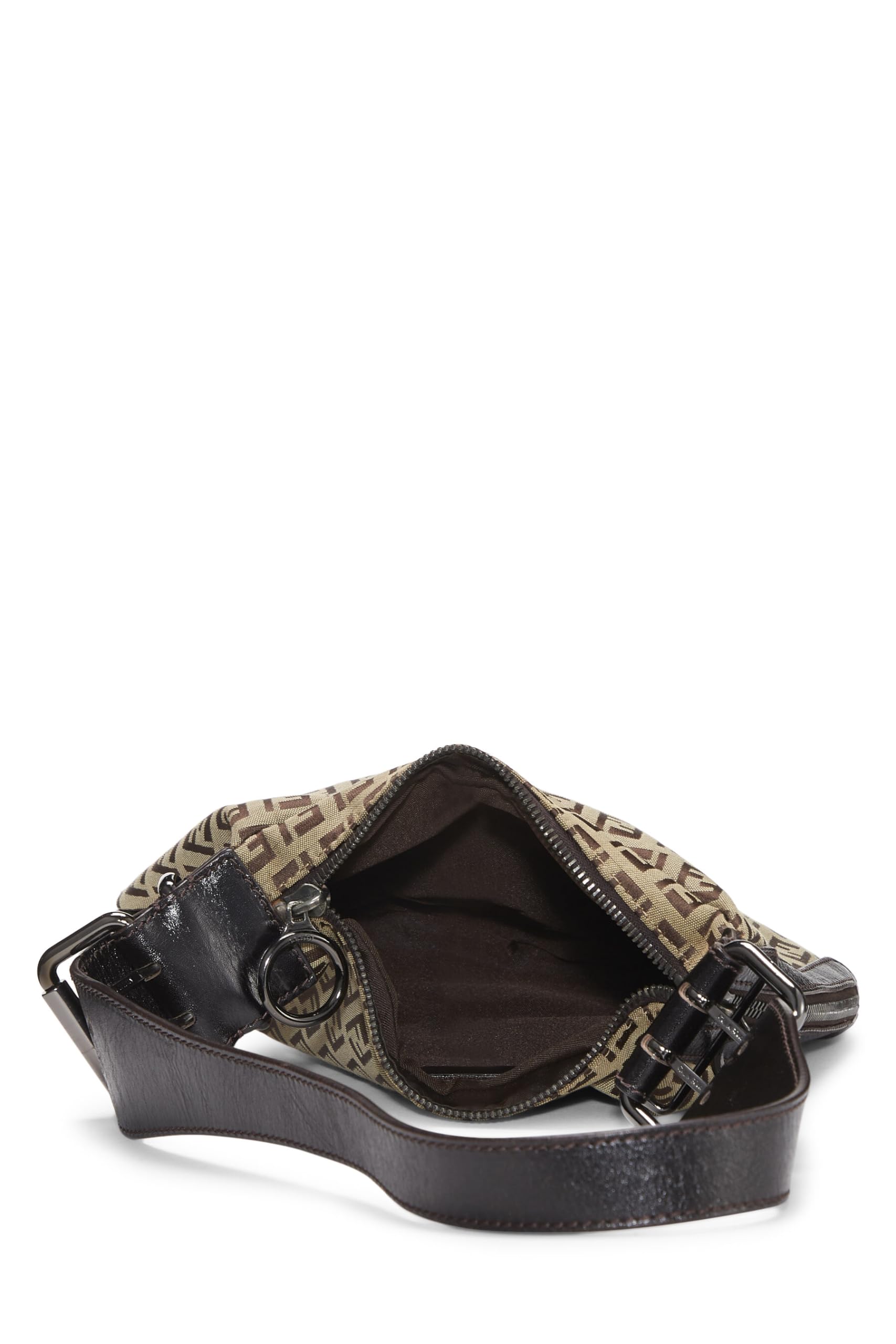 Fendi, Brown Zucchino Canvas Shoulder Bag, Brown
