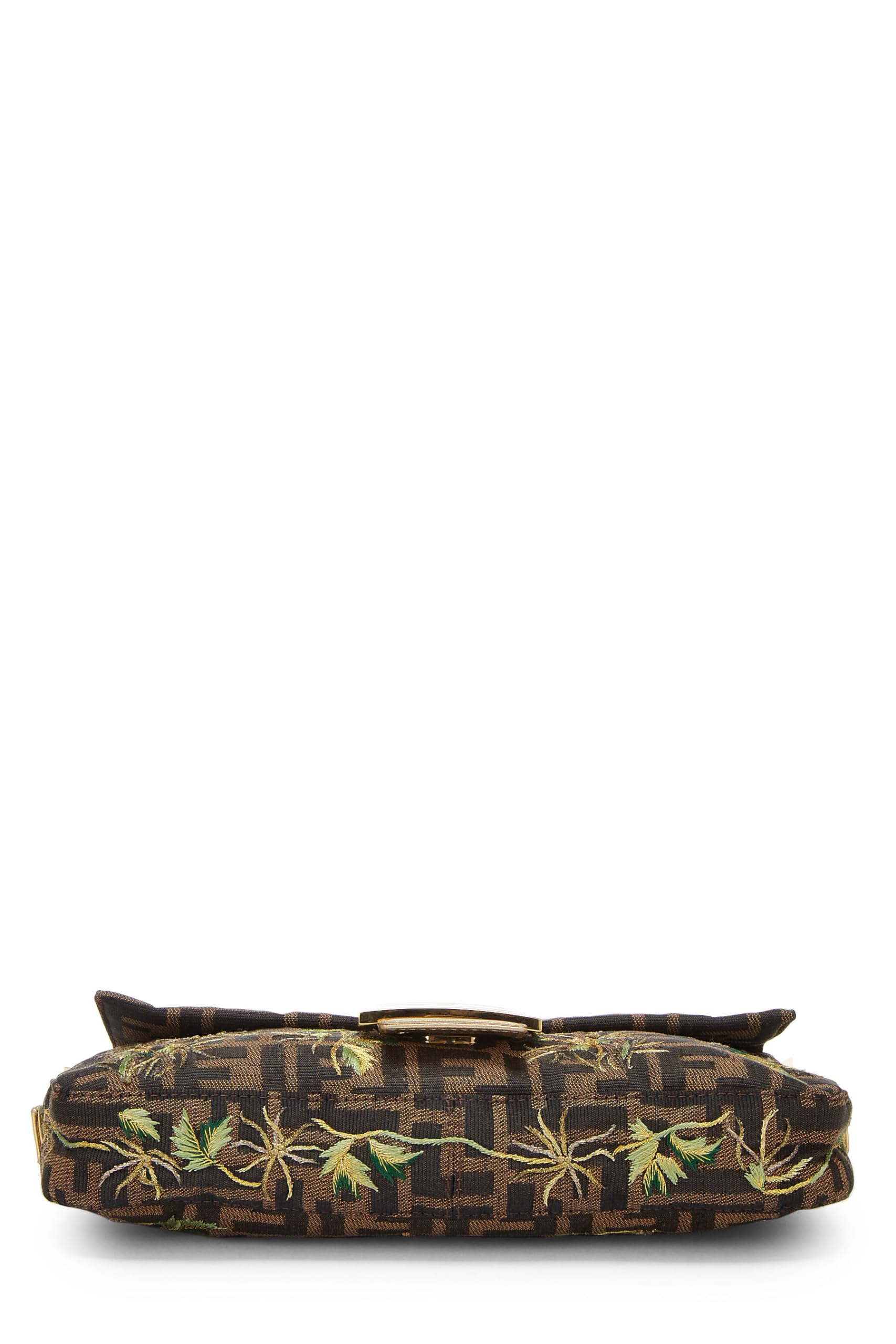 Fendi, Gold Zucca Canvas Embroidered Baguette, Gold