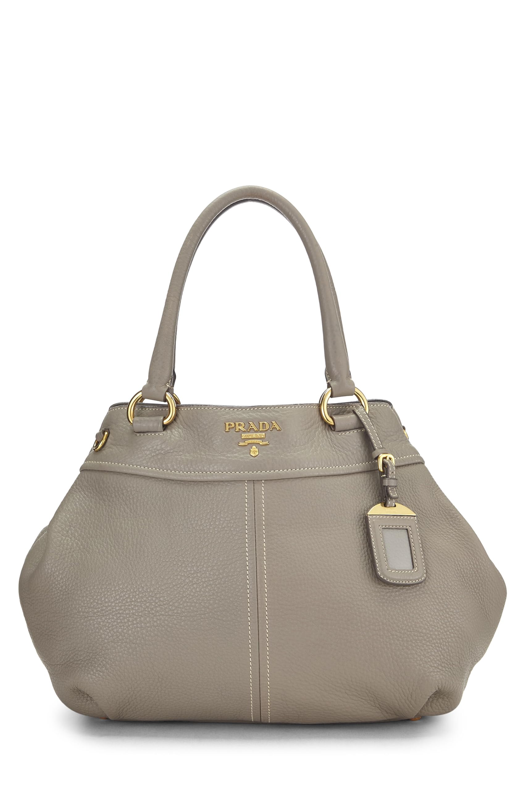 Prada, Grey Vitello Daino Sacca Manici, Grey Luxury Handbag