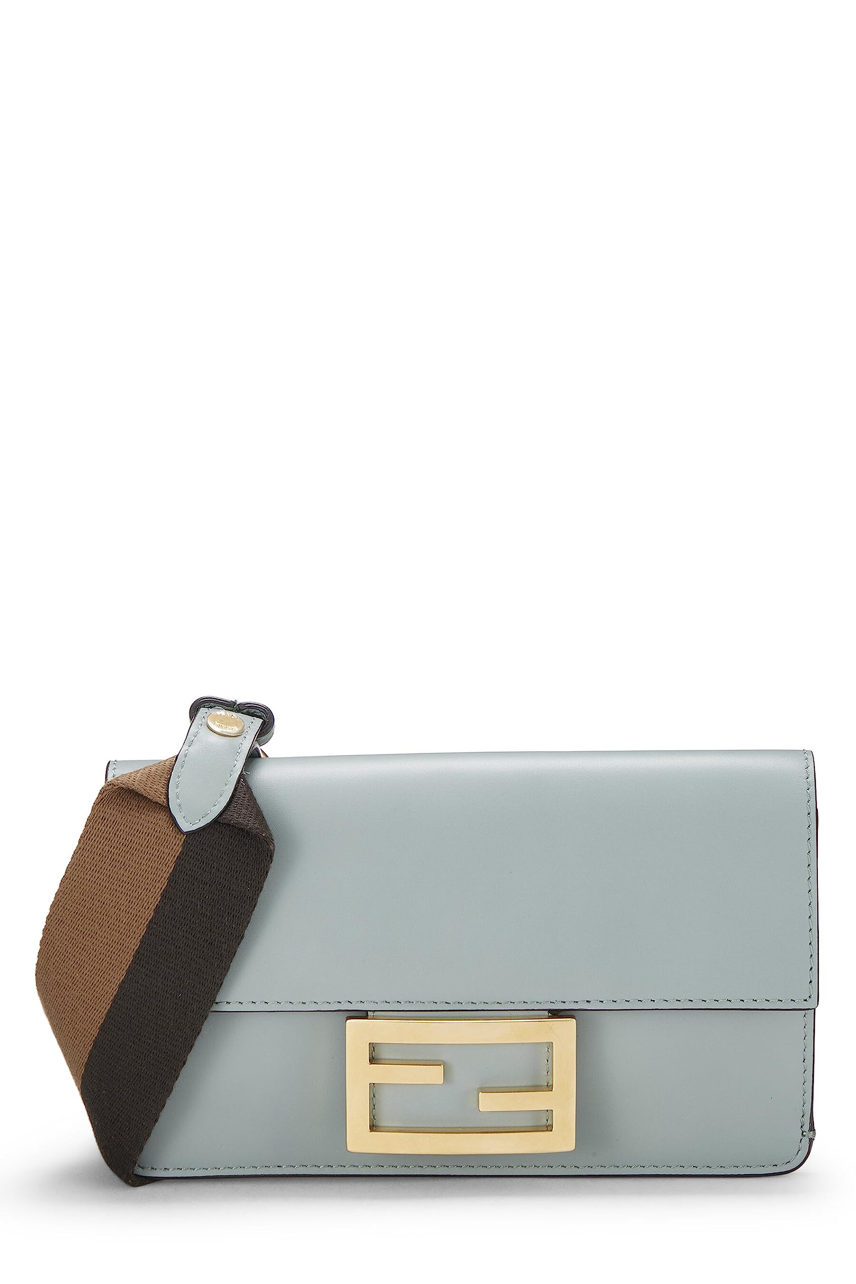 Fendi, Green Leather Flat Baguette Bag Mini, Green