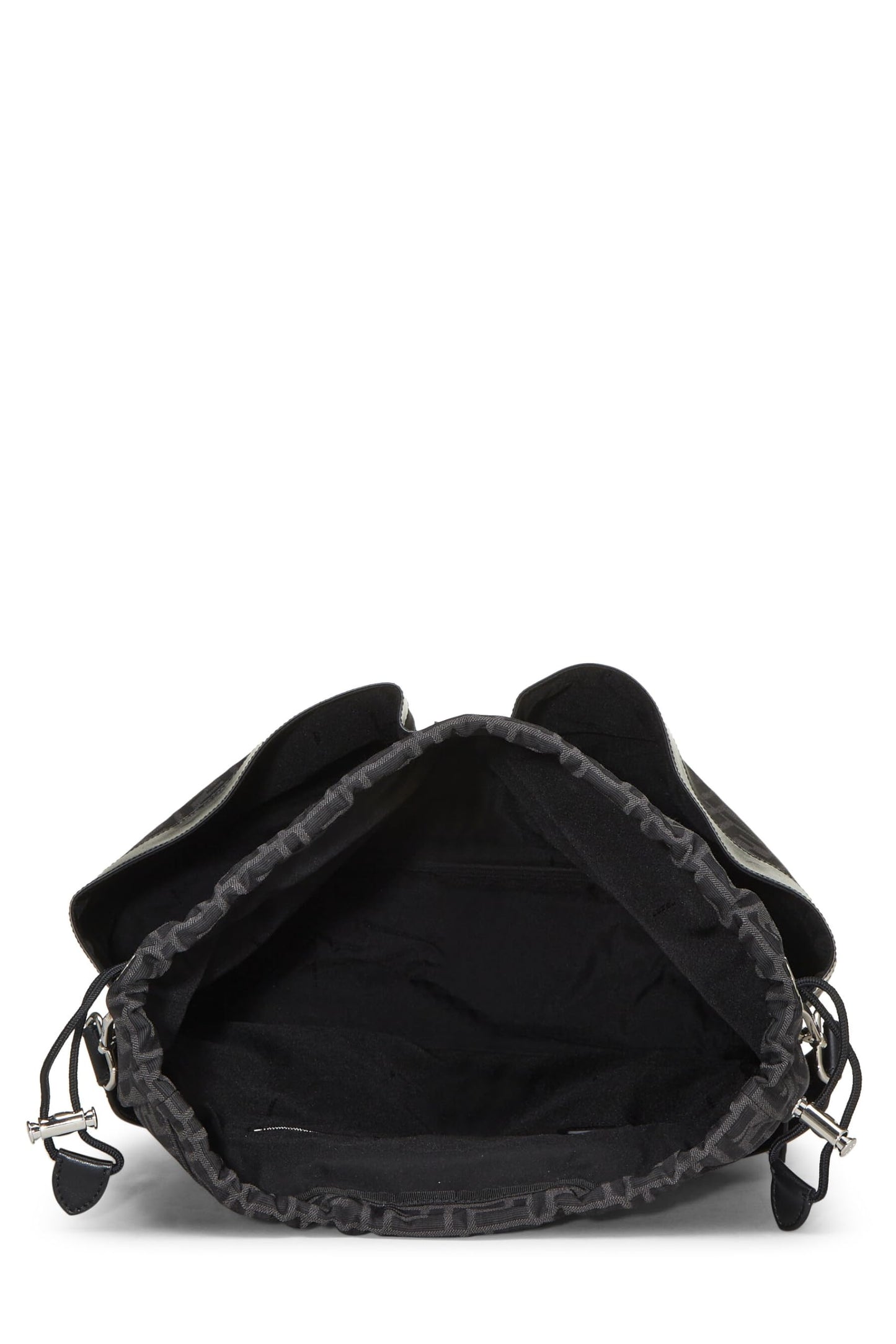 Fendi, Black Zucca Double Pocket Backpack, Black