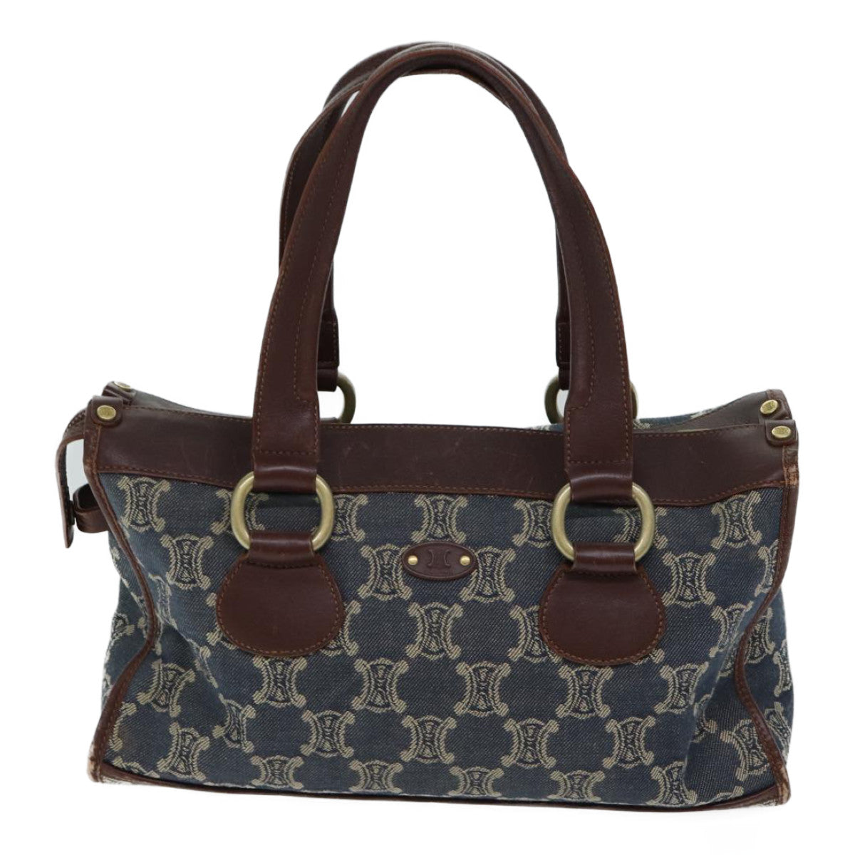 Luxury CELINE Macadam Canvas Hand Bag Blue 71539