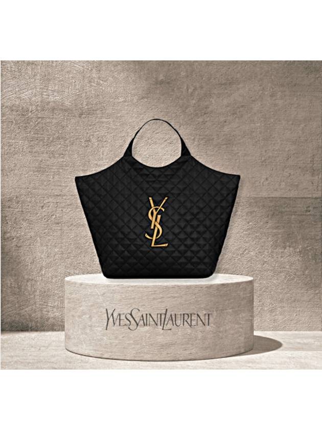 Luxury Saint Laurent Trending 2025 Icare Gold Logo Maxi Shoulder Bag Black