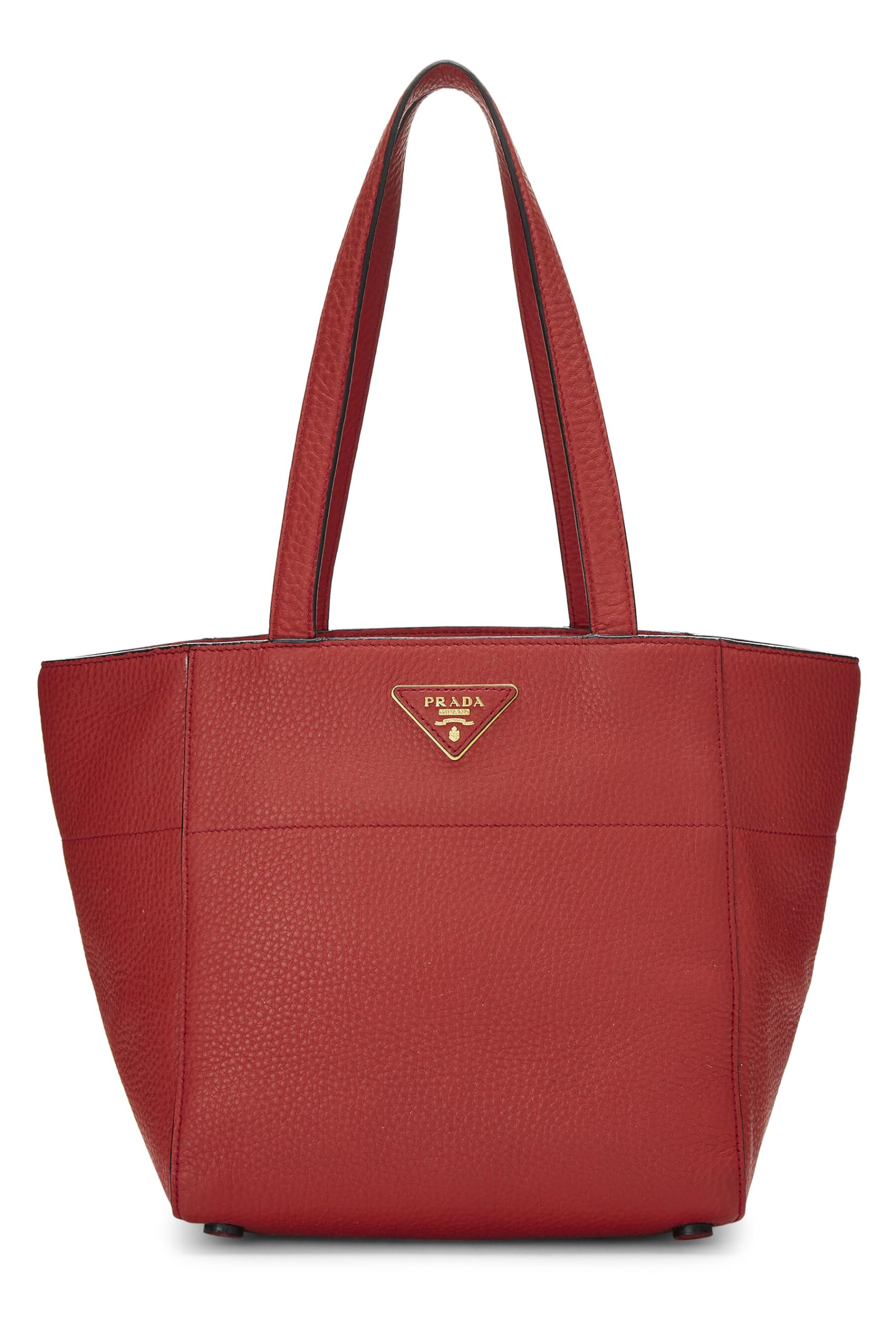 Prada, Red Vitello Daino Tote Small, Red