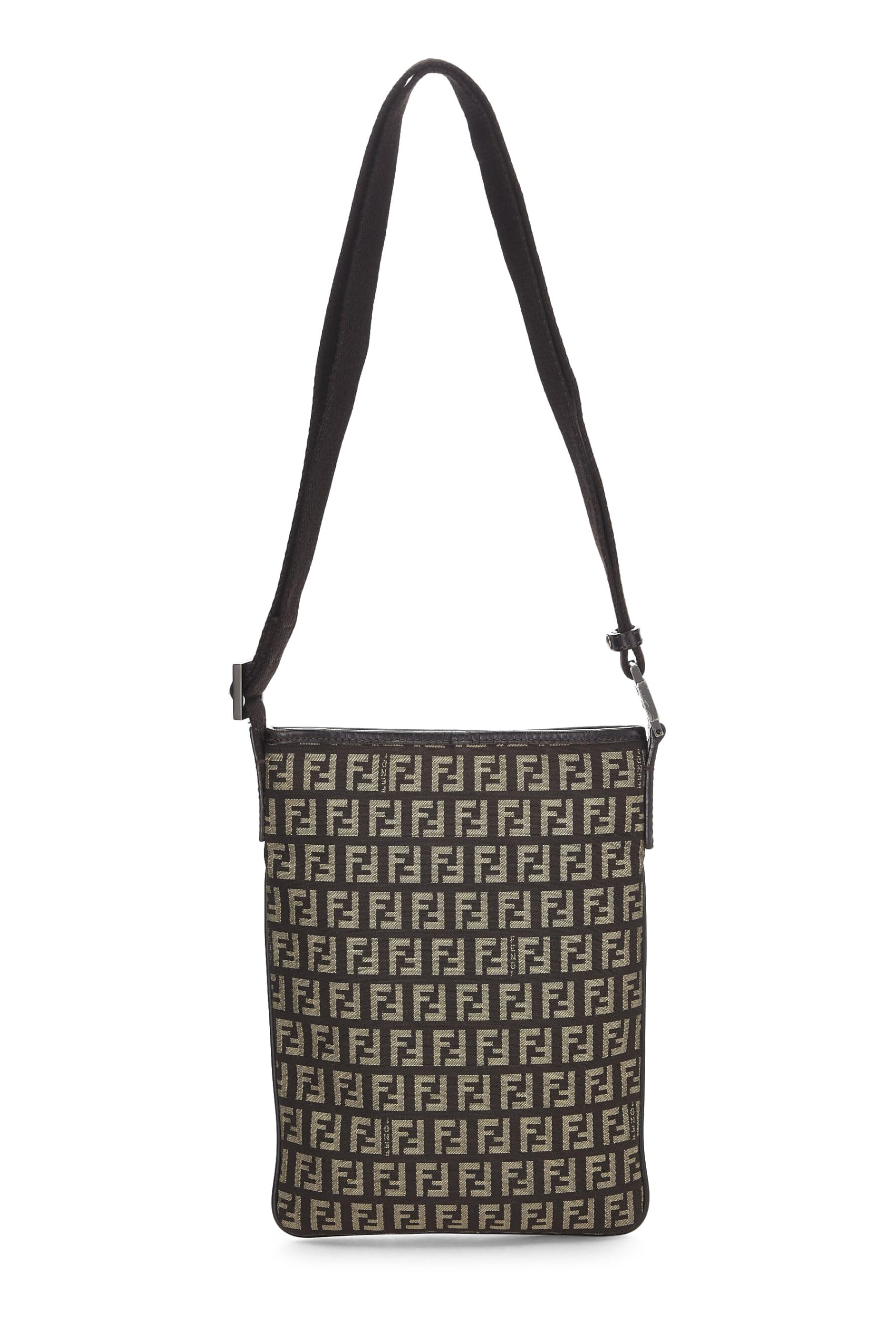 Fendi, Brown Zucchino Canvas Crossbody, Brown
