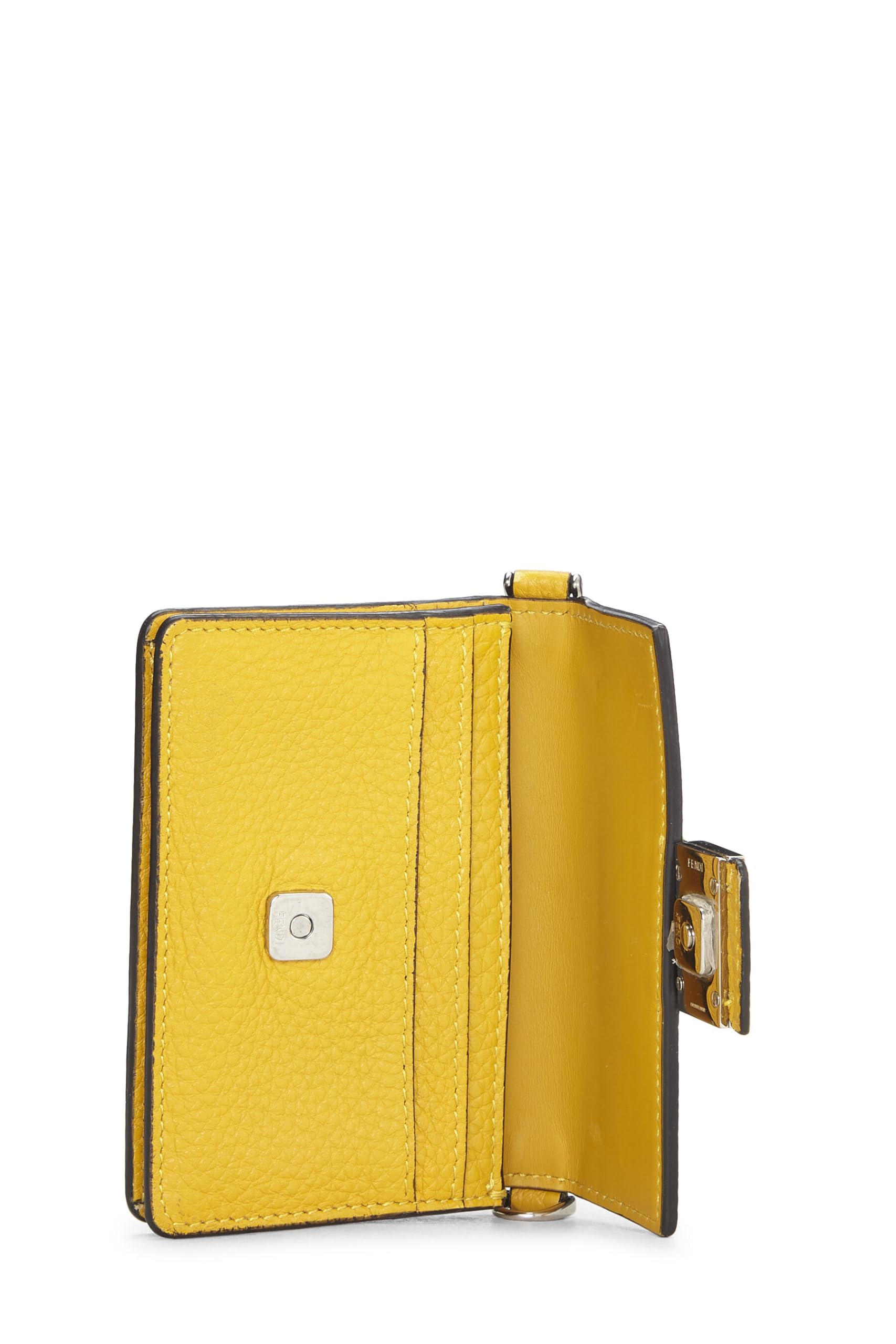 Fendi, Yellow Calfskin Flat Baguette Micro, Yellow