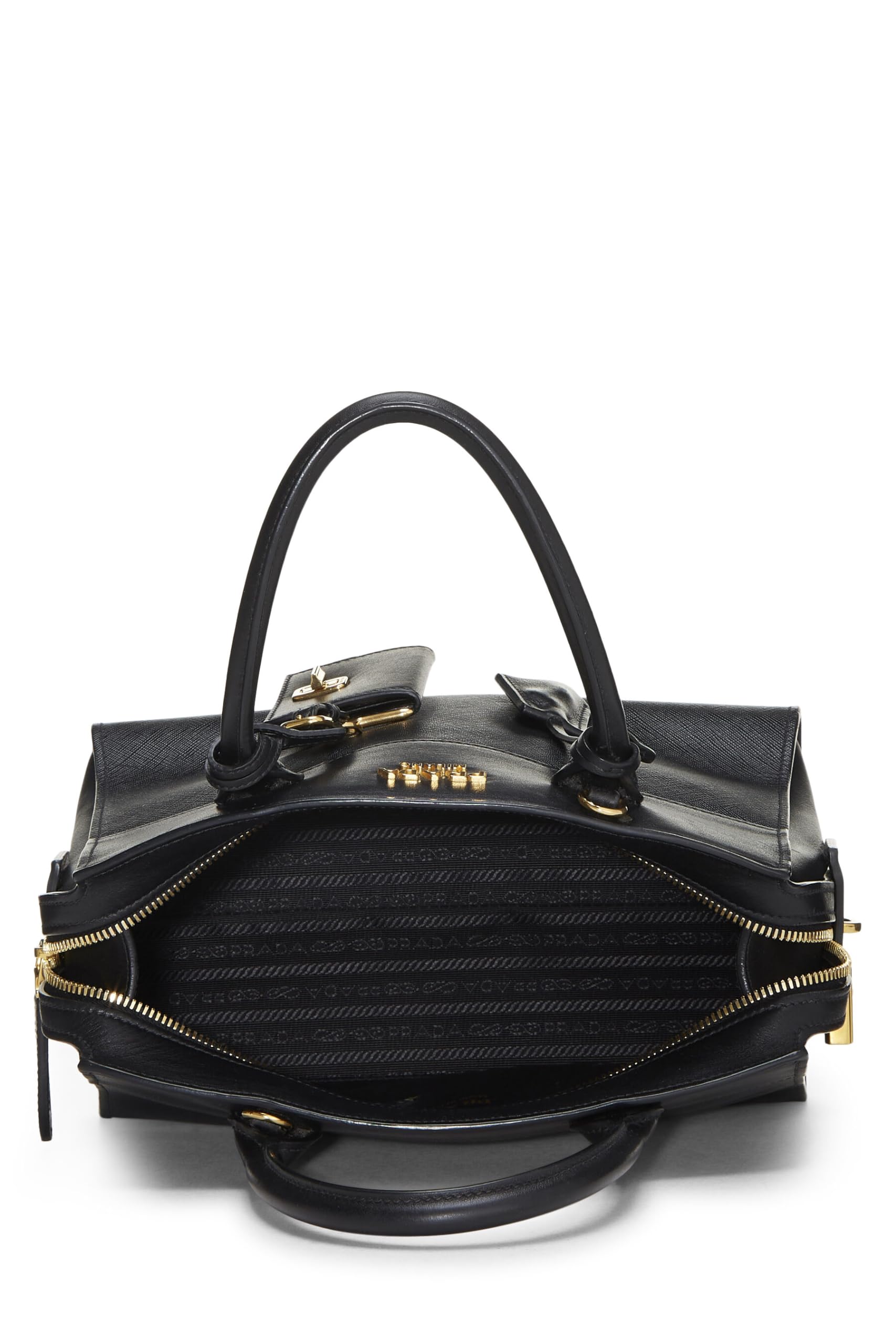 Prada, Black Saffiano Esplanade Small, Black Luxury Handbag