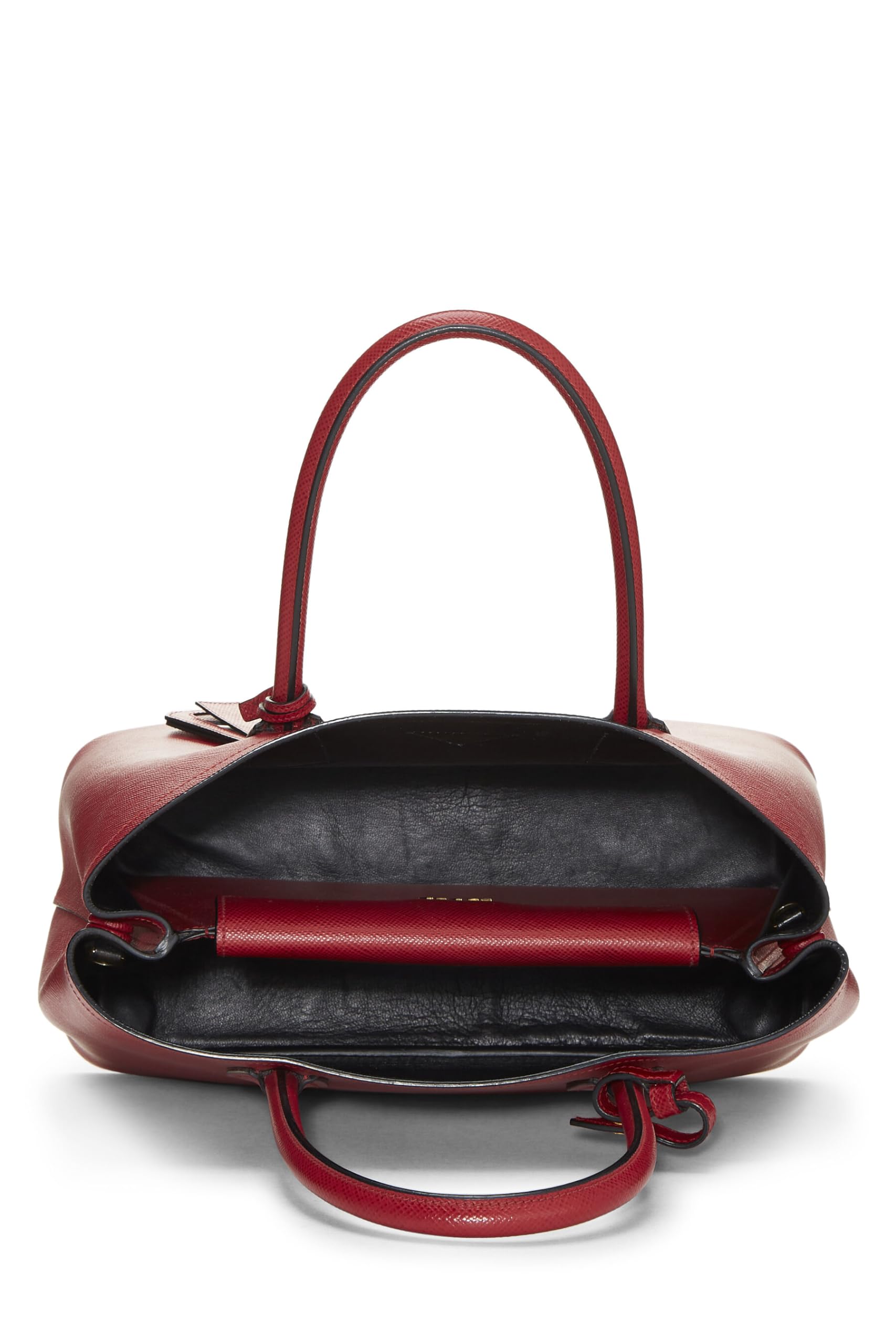 Prada, Red Saffiano Double Bag Medium, Red