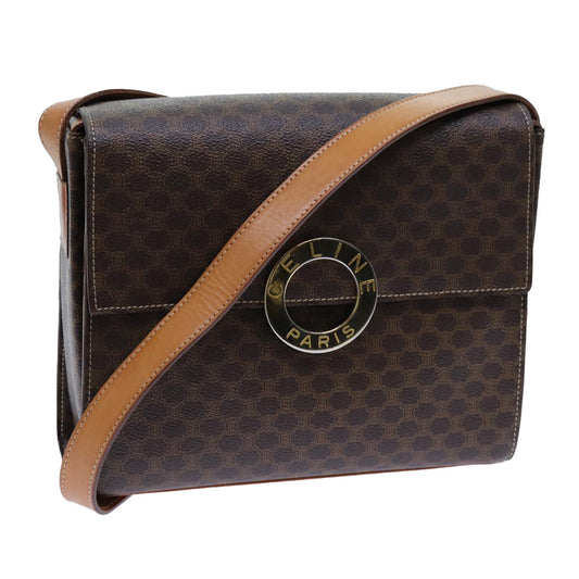 Luxury CELINE Macadam Canvas Shoulder Bag PVC Brown 71881