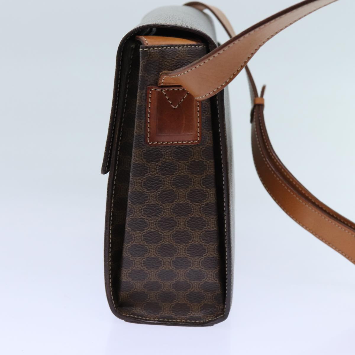 Luxury CELINE Macadam Canvas Shoulder Bag PVC Brown 71881