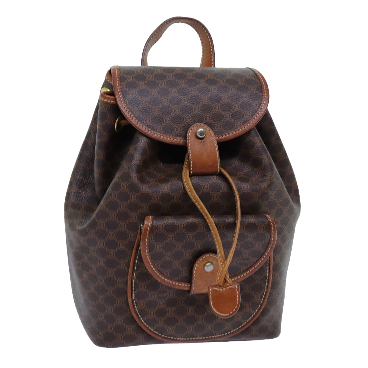 Luxury CELINE Macadam Canvas Backpack PVC Brown 71899