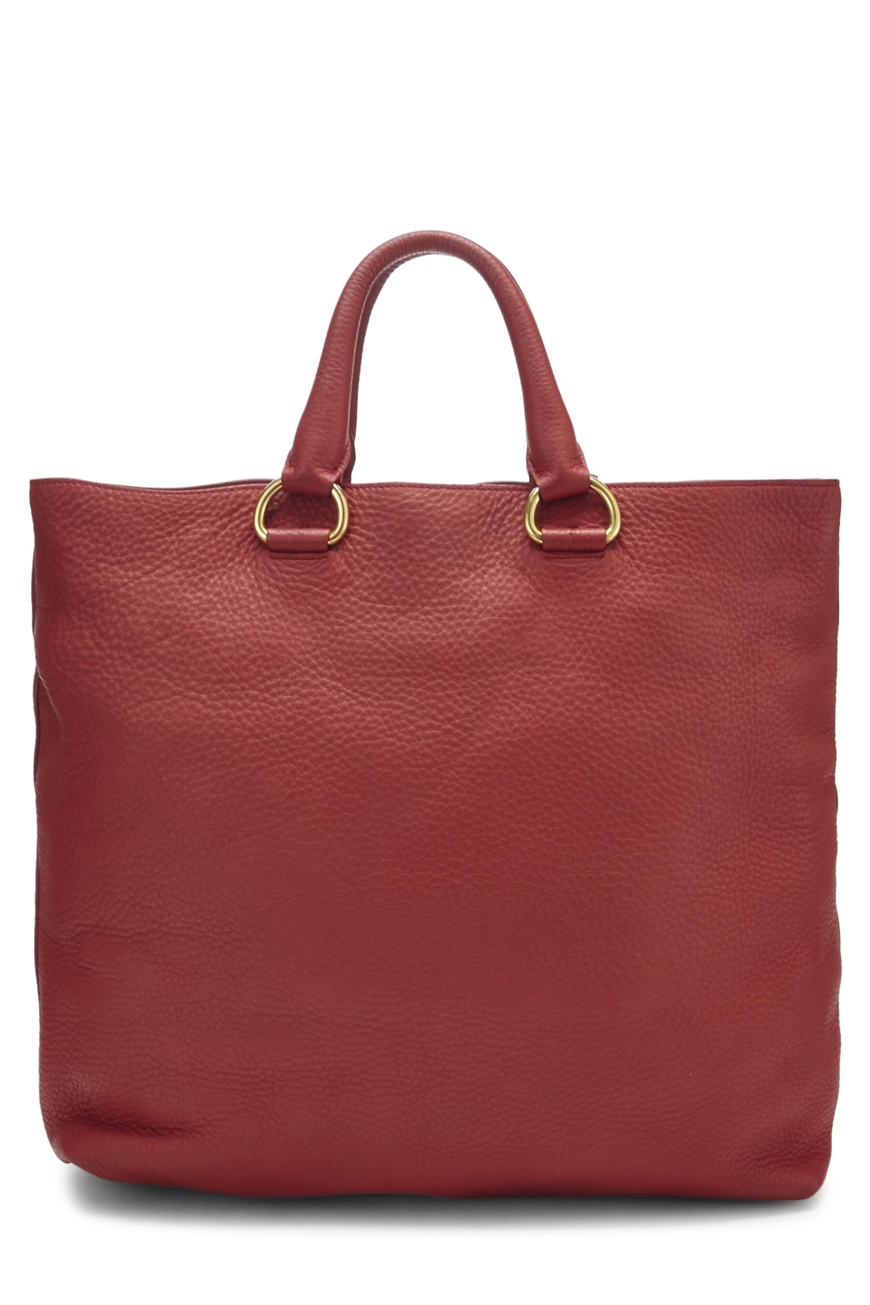 Prada, Red Vitello Daino Convertible Shopping Tote Medium, Red