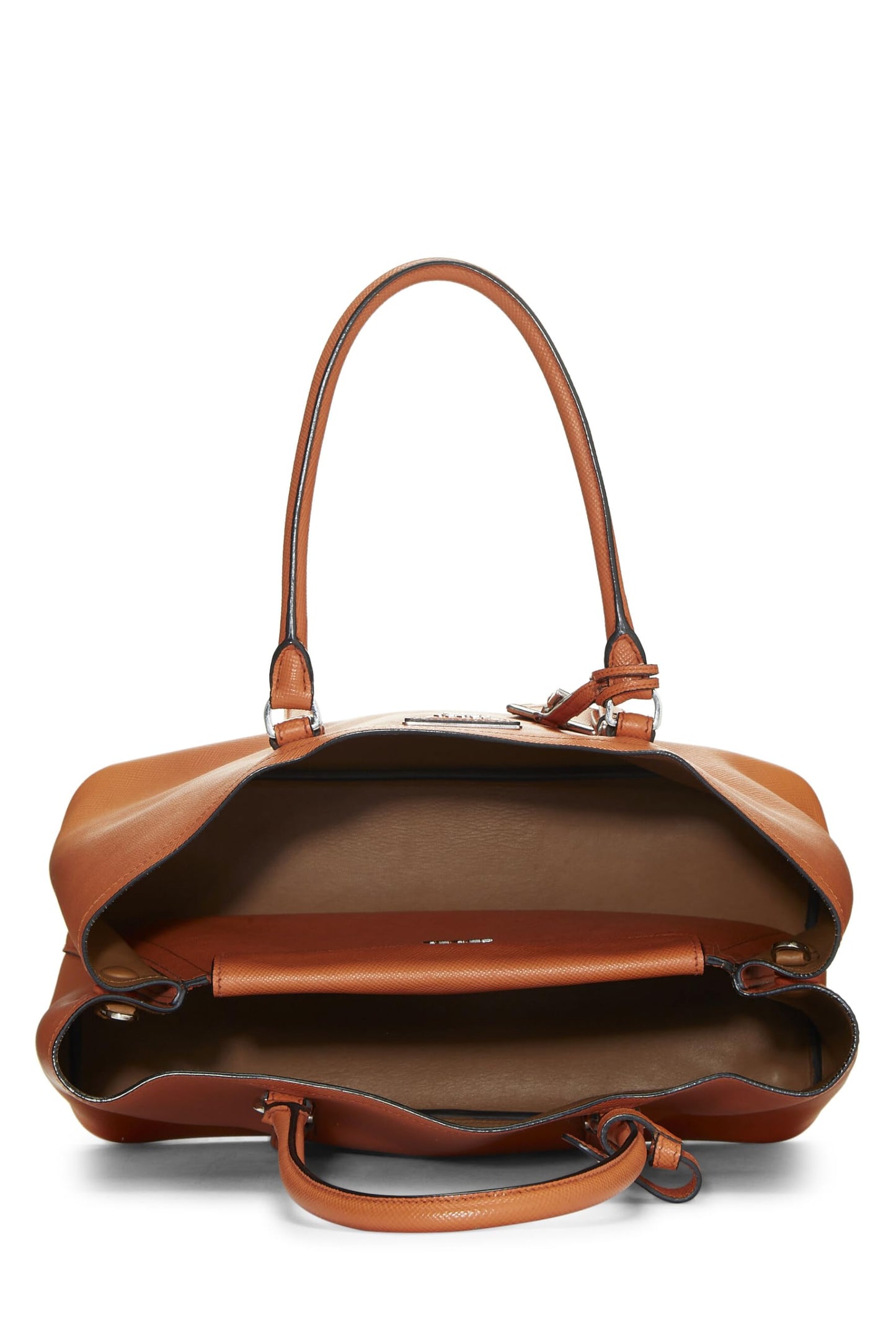 Prada, Orange Saffiano Double Cuir Tote, Orange