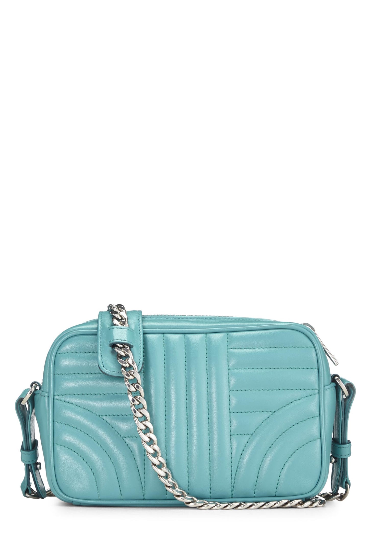Prada, Turquoise Calfskin Diagramme Camera Bag Small, Blue