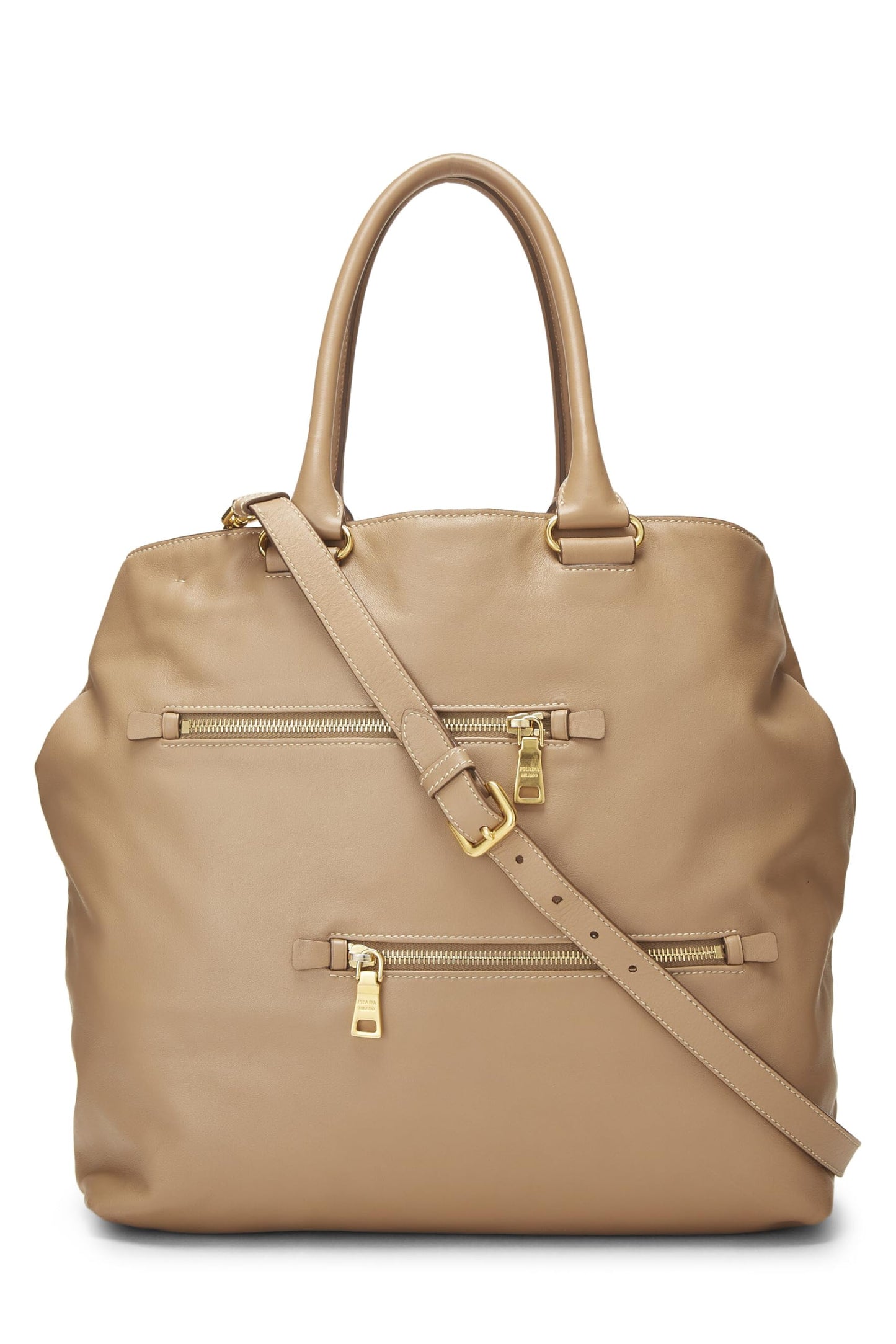 Prada, Brown Soft Calfskin Tote, Brown