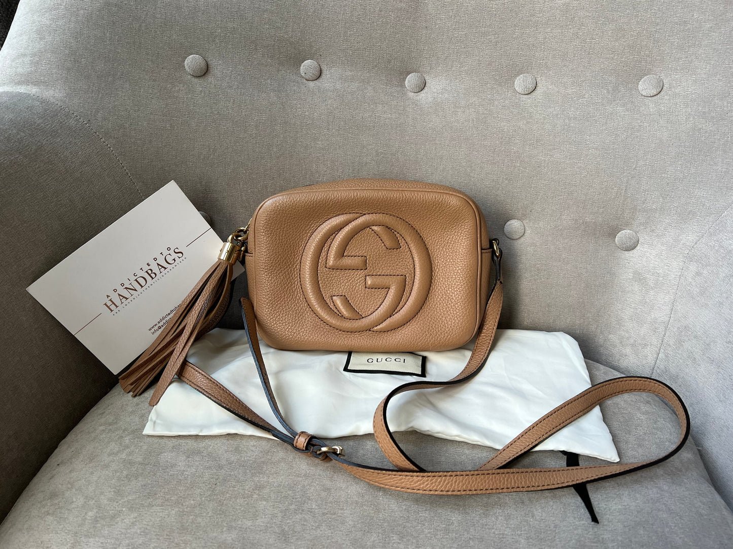 Gucci Soho Beige Leather Shoulder Bag Style 8