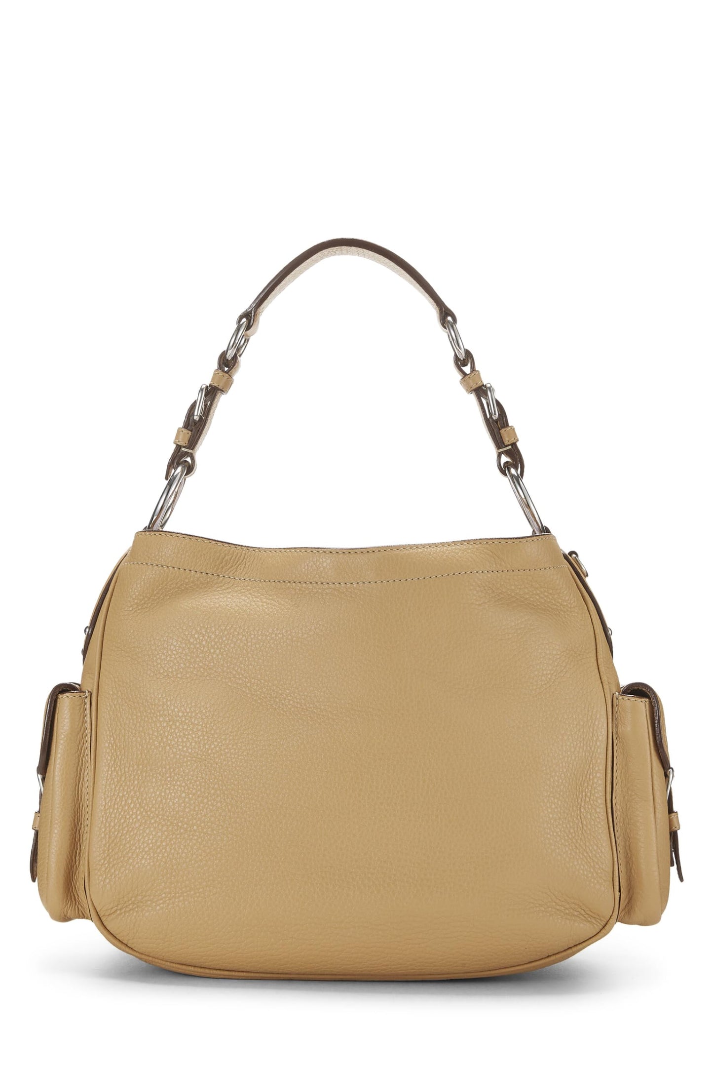 Prada, Beige Vitello Daino Side Pocket Hobo, Beige