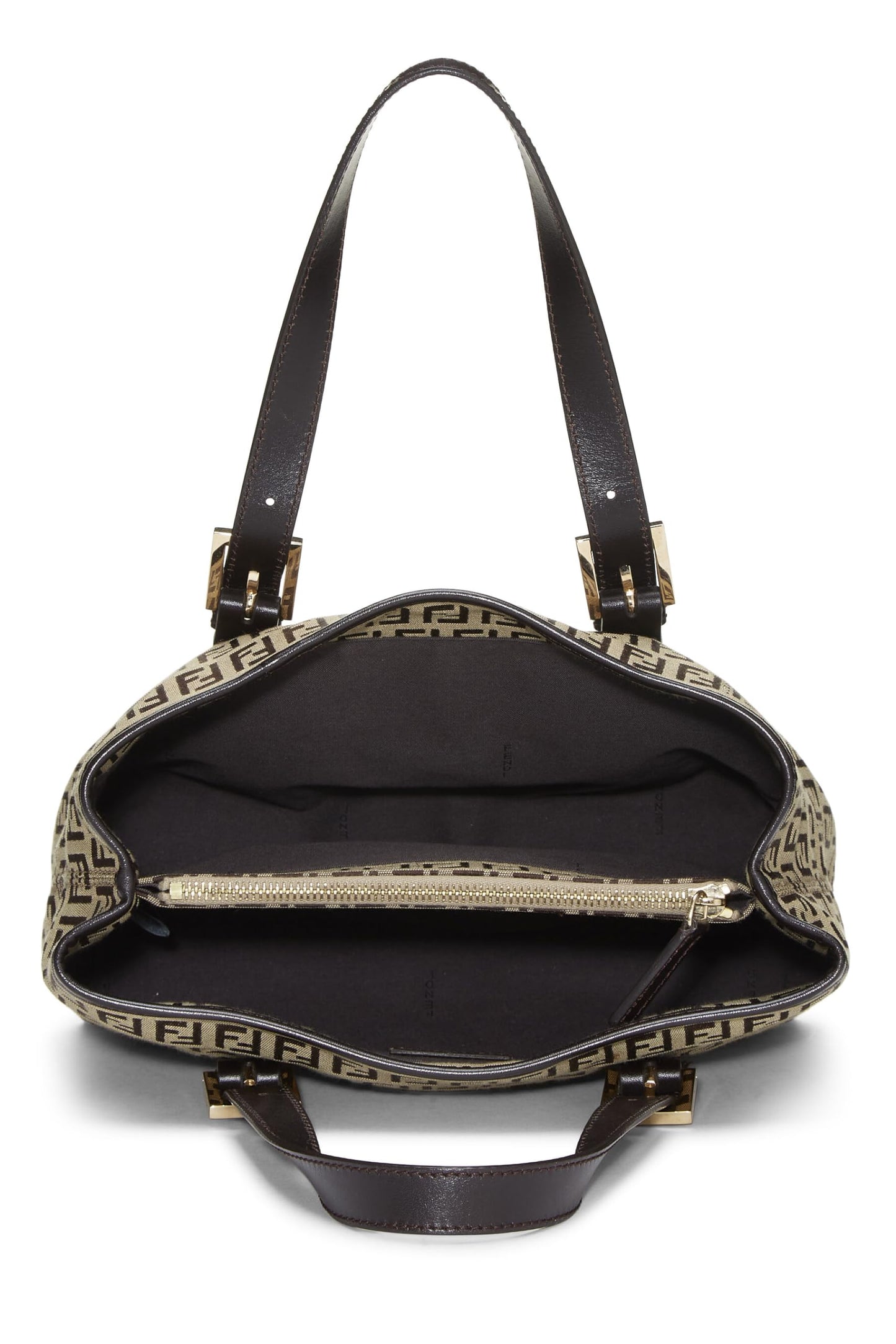 Fendi, Brown Zucchino Canvas Handbag Small, Brown