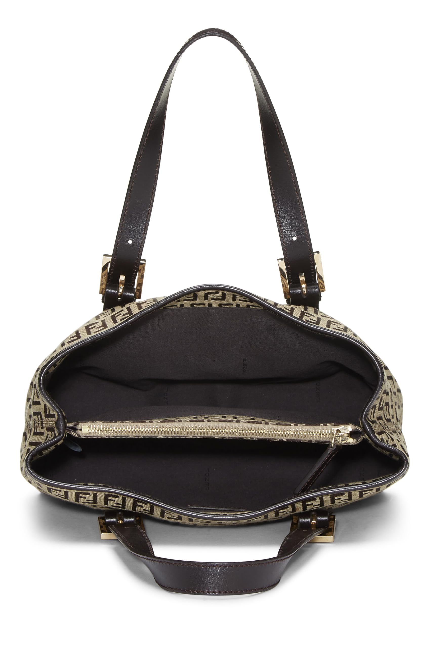 Fendi, Brown Zucchino Canvas Handbag Small, Brown