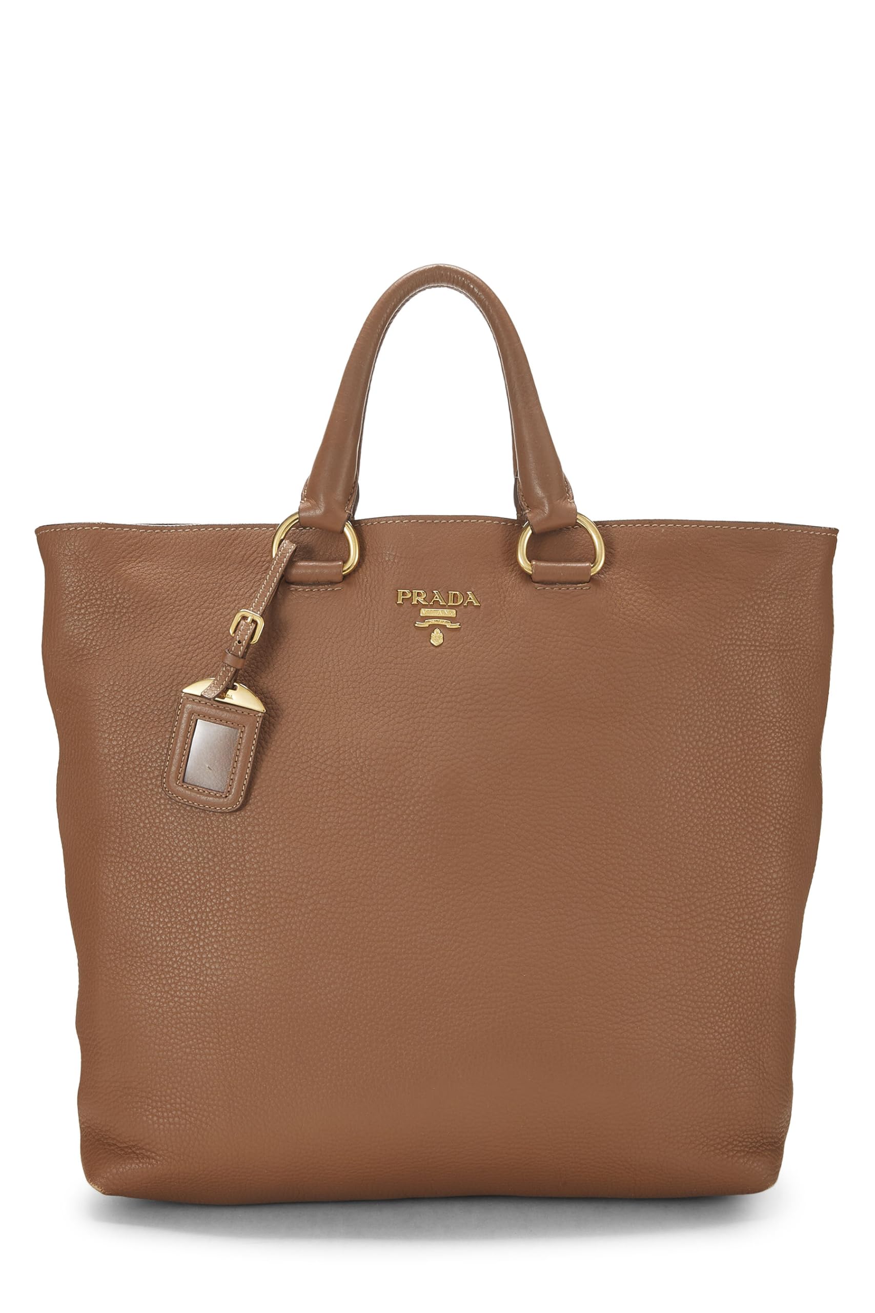 Prada, Brown Vitello Daino Phenix Convertible Shopping Tote, Brown