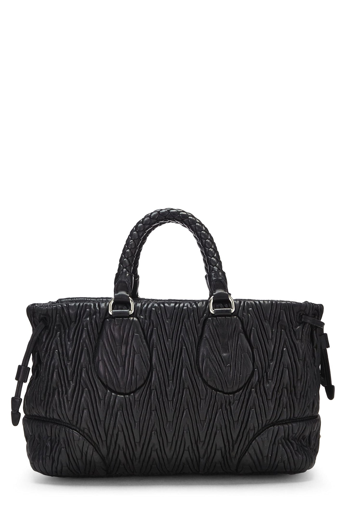 Prada, Black Nappa Chevron Antik Handbag, Black