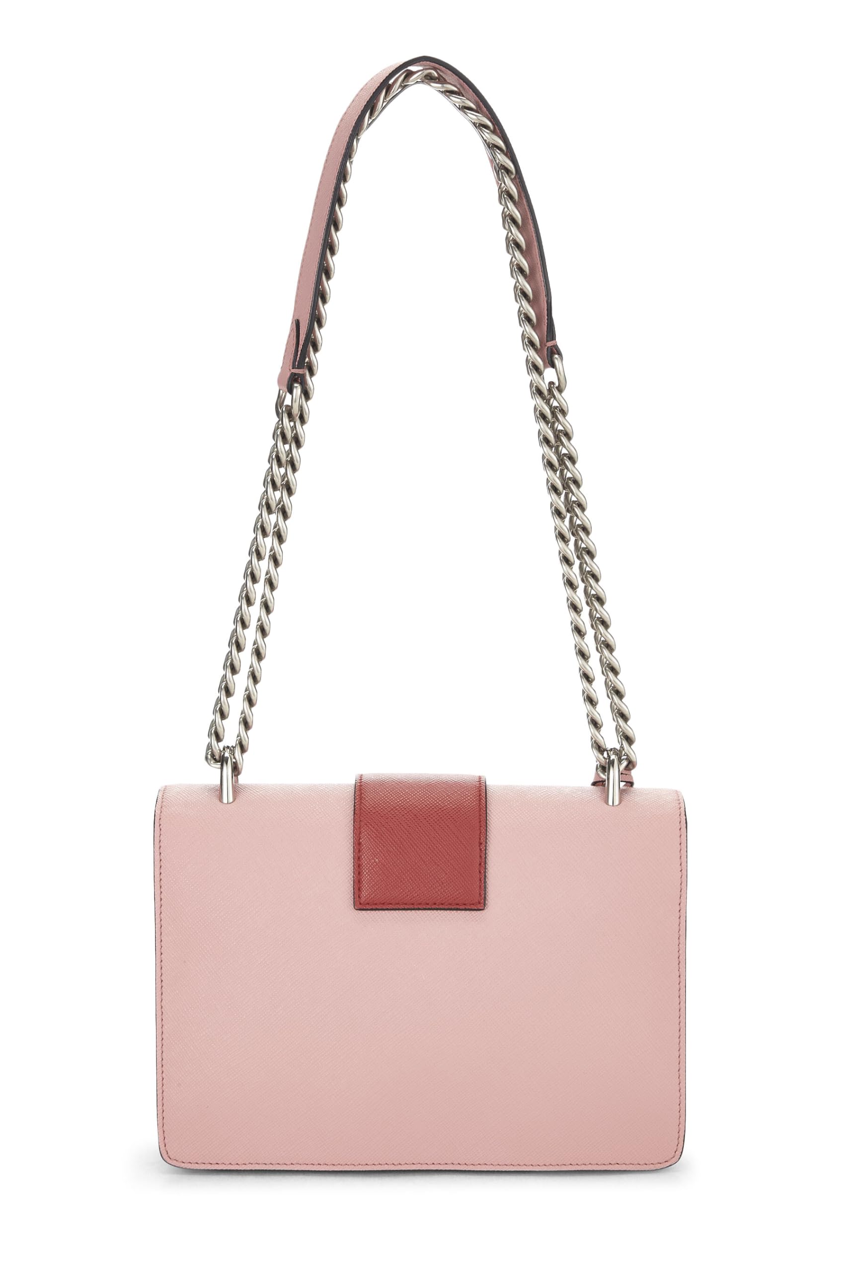 Prada, Pink & Red Saffiano Leather Chain Shoulder Bag, Multi