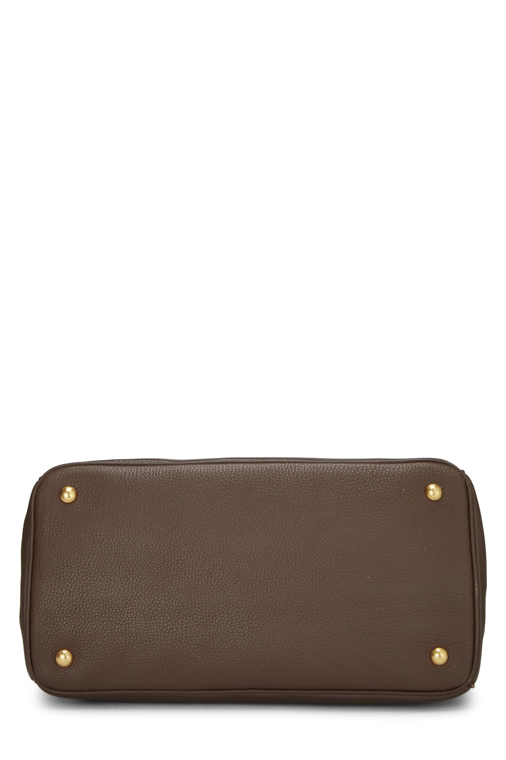 Prada, Brown Vitello Daino Convertible Top Handle Tote, Brown