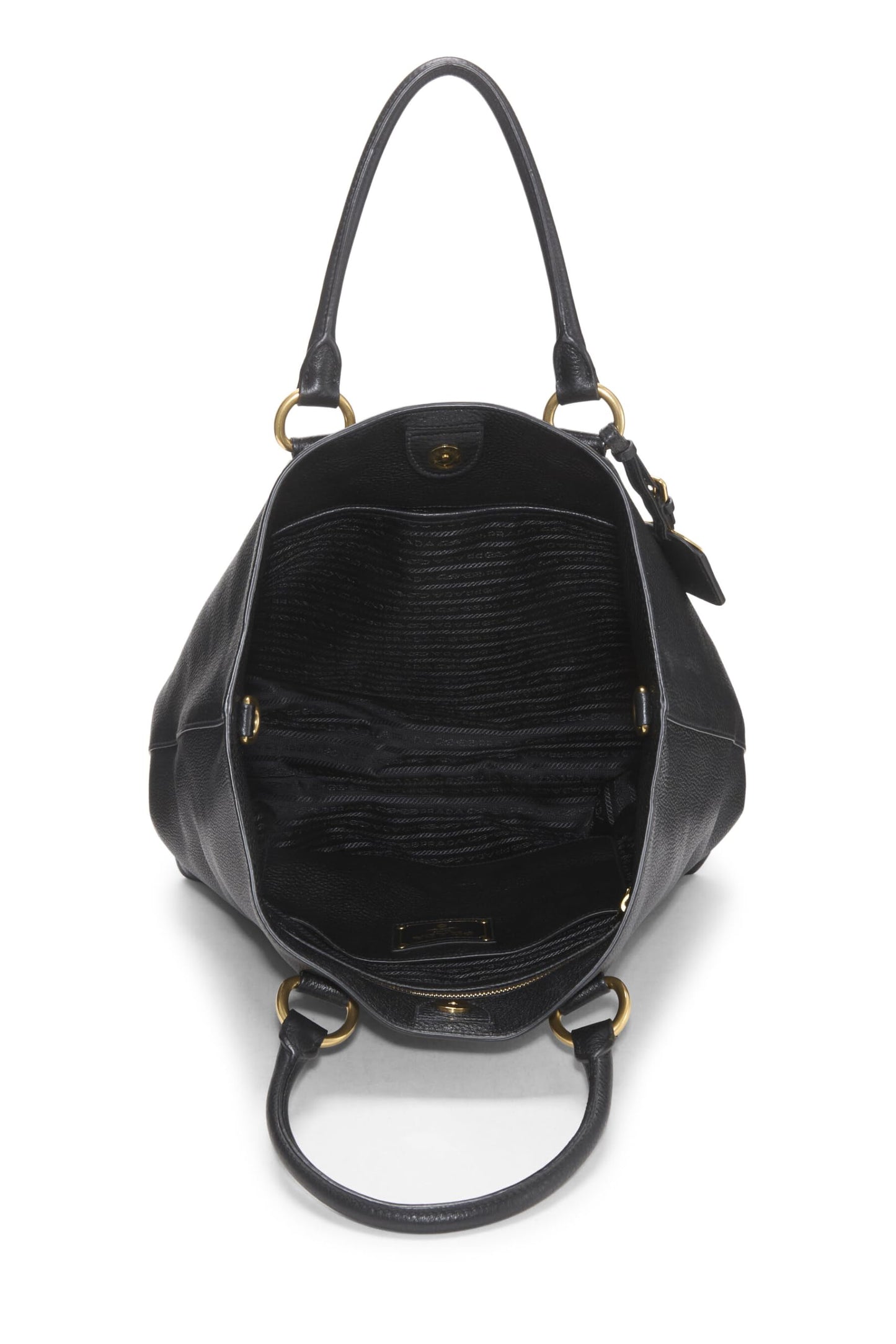 Prada, Black Vitello Daino Phenix Convertible Shopping Tote, Black