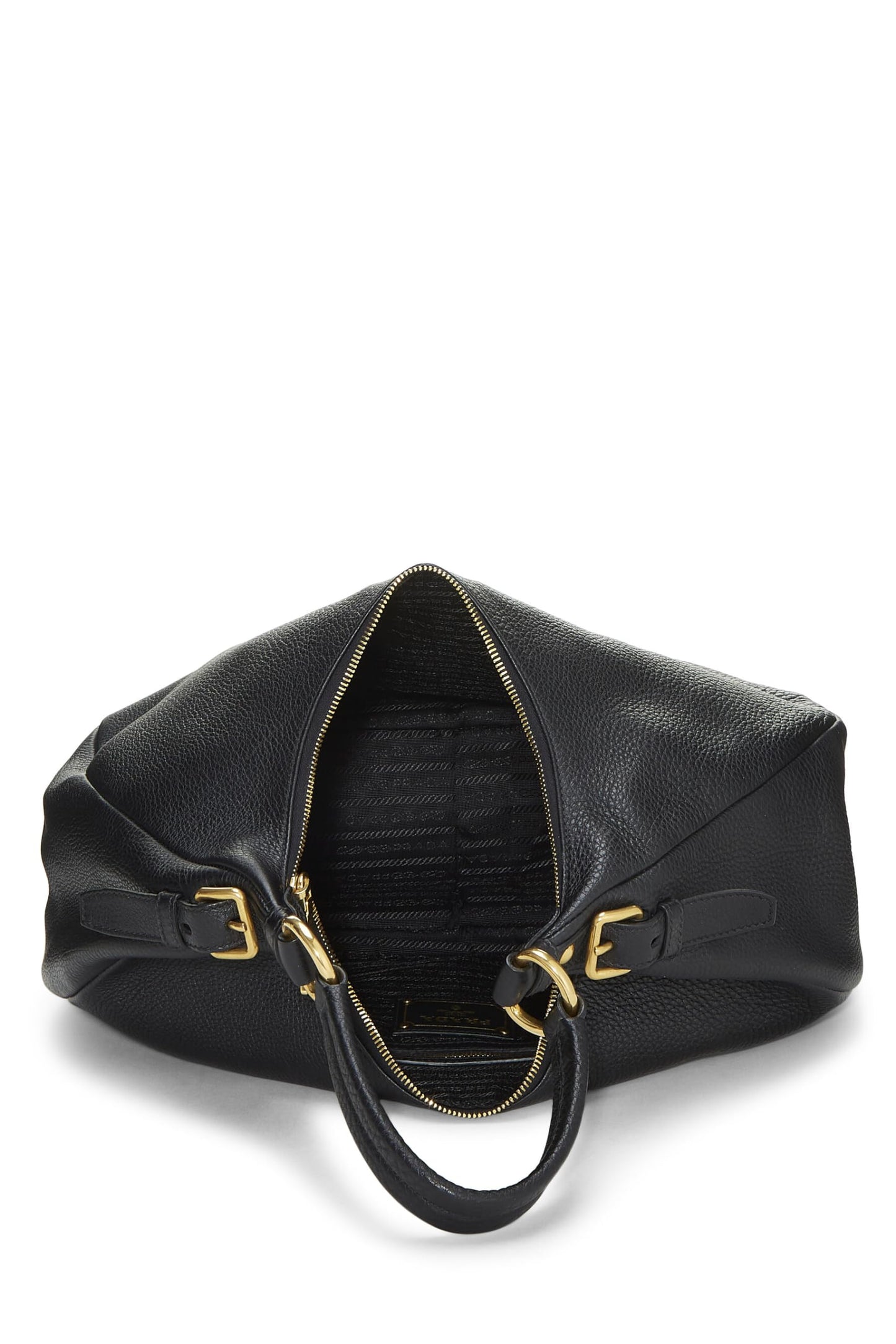 Prada, Black Vitello Daino Hobo Medium, Black