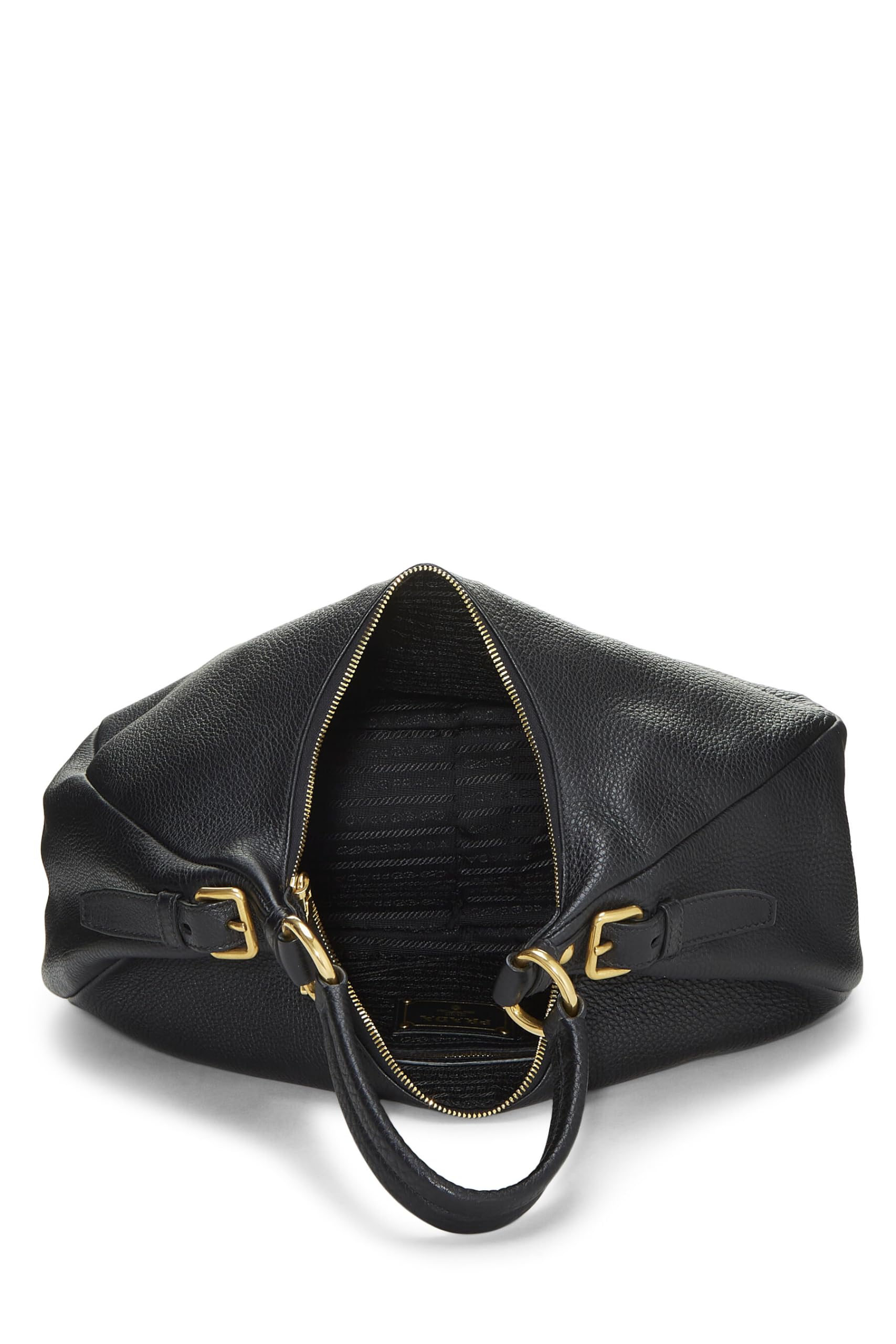 Prada, Black Vitello Daino Hobo Medium, Black