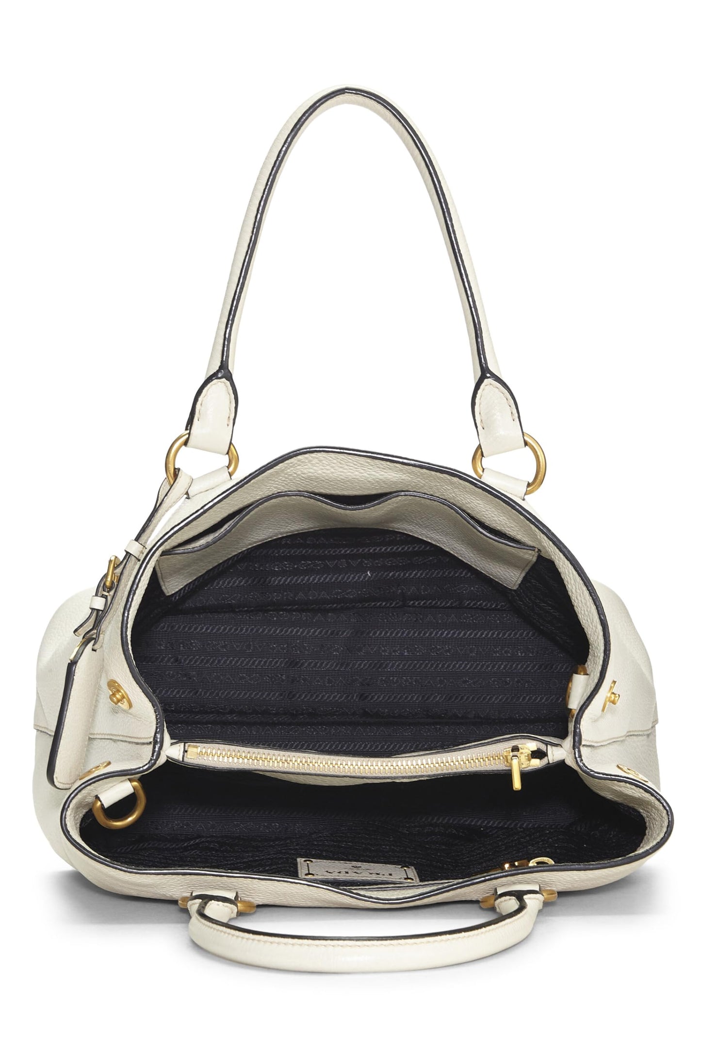 Prada, White Vitello Daino Phenix Convertible Top Handle Small, White