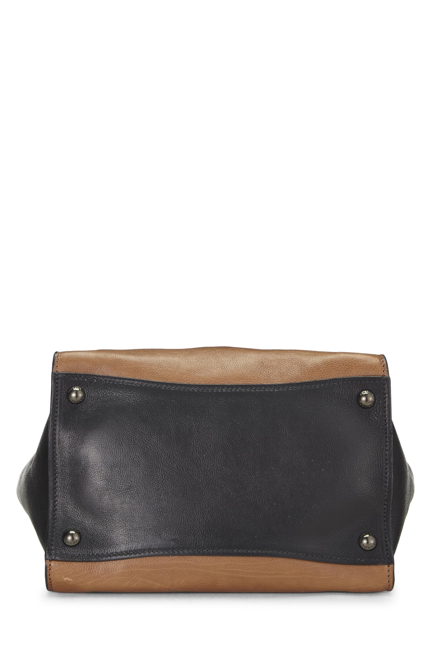 Prada, Black & Brown Calfskin Trapeze Tote, Multi