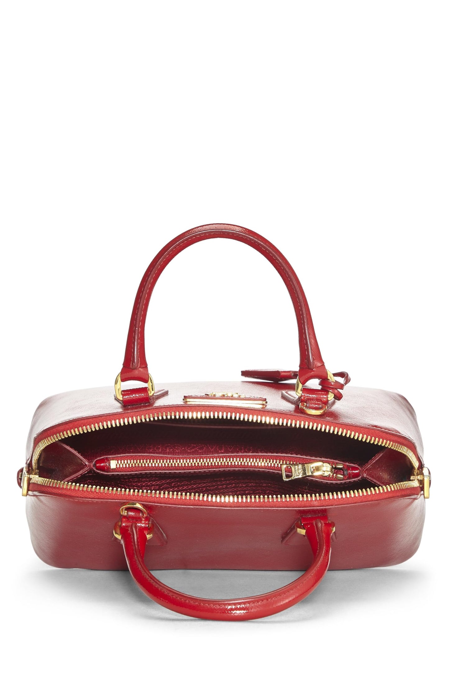 Prada, Red Saffiano Vernice Promenade Small, Red Luxury Handbag