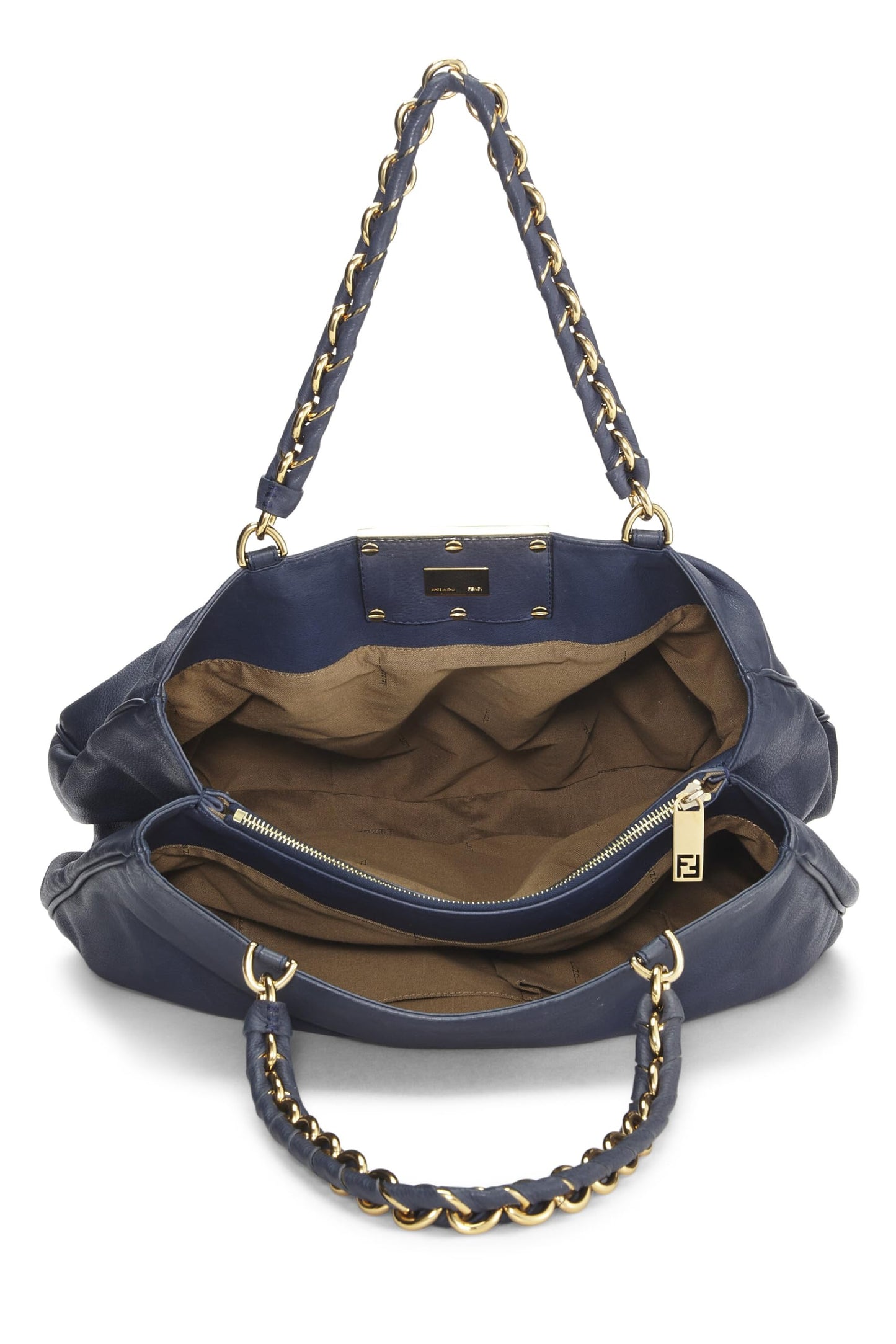 Fendi, Blue Leather Mia Large, Blue