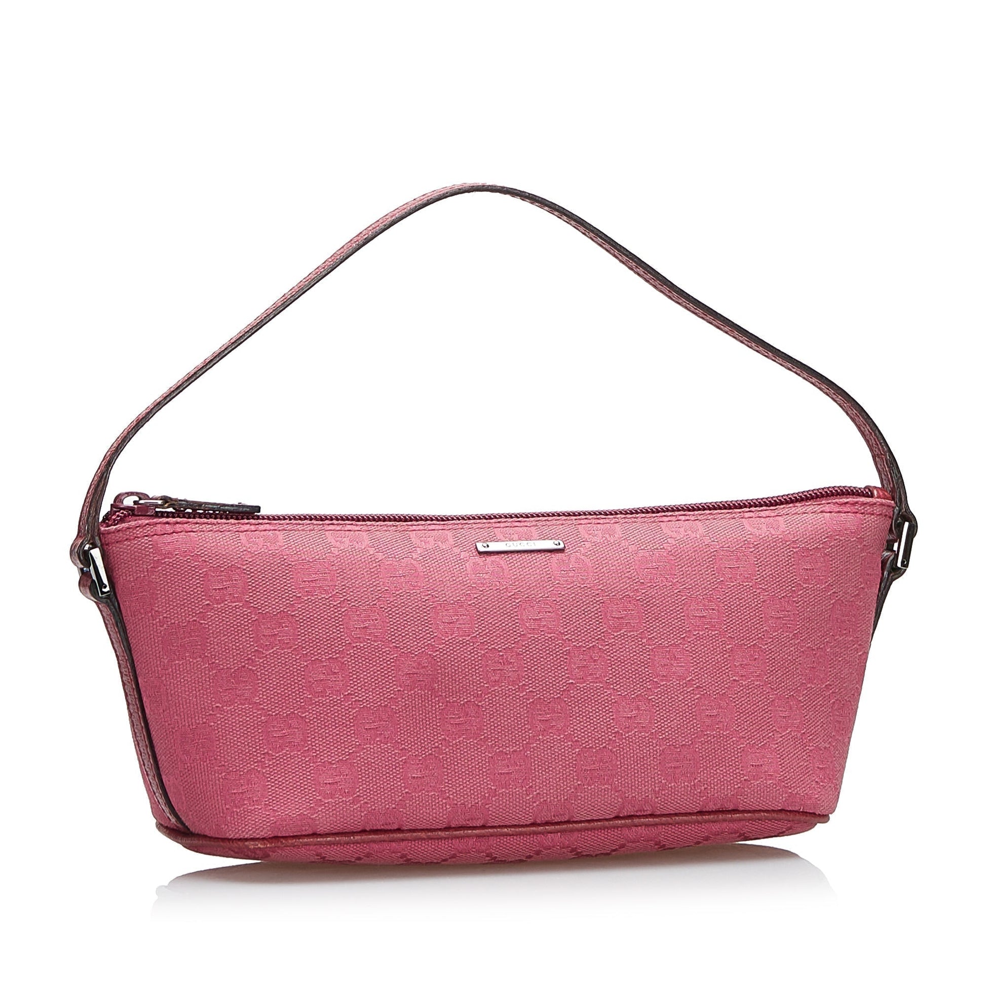 Gucci Baguette Leather Canvas Shoulder Bag