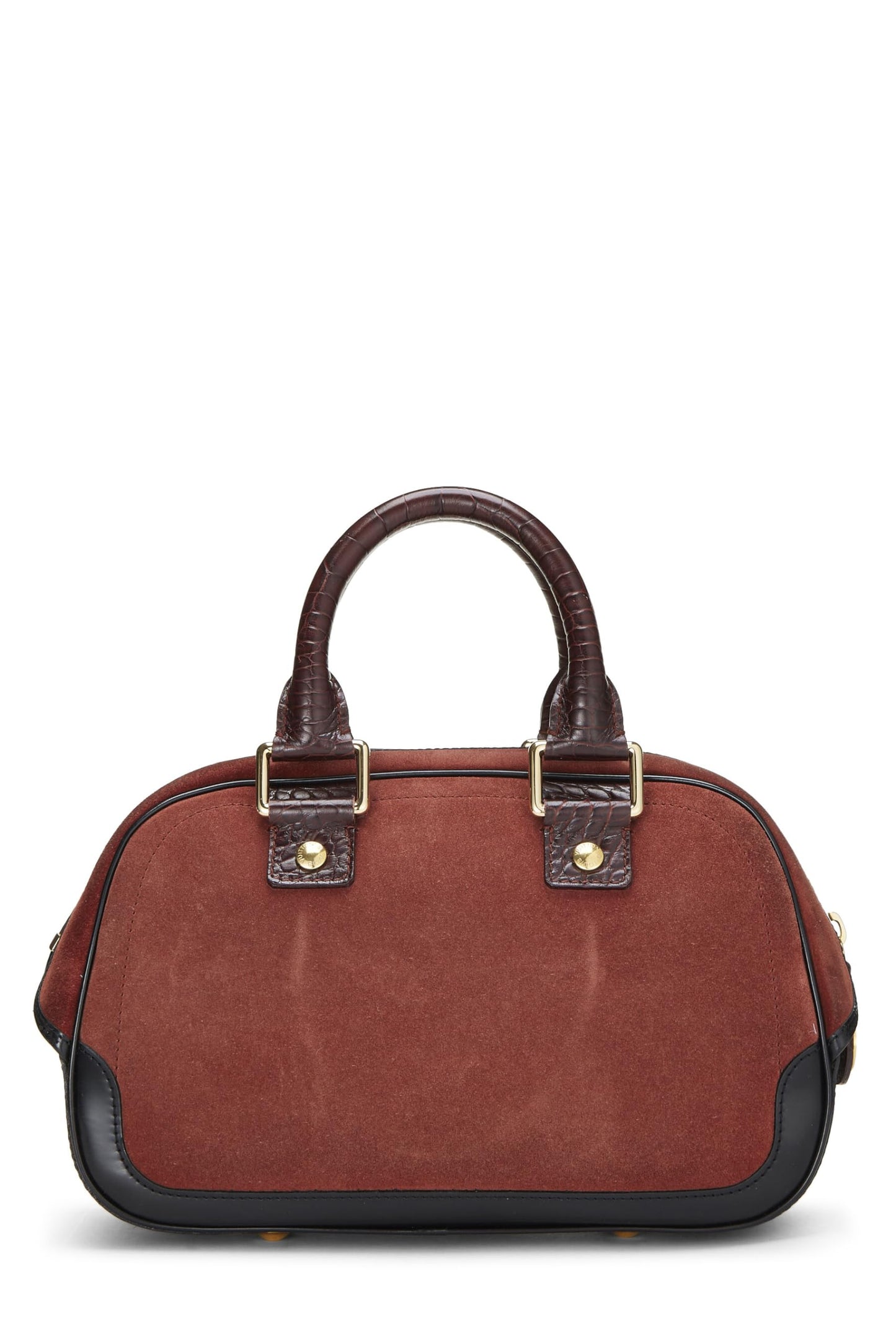 Louis Vuitton, Burgundy Suede Stampbag PM, Burgundy